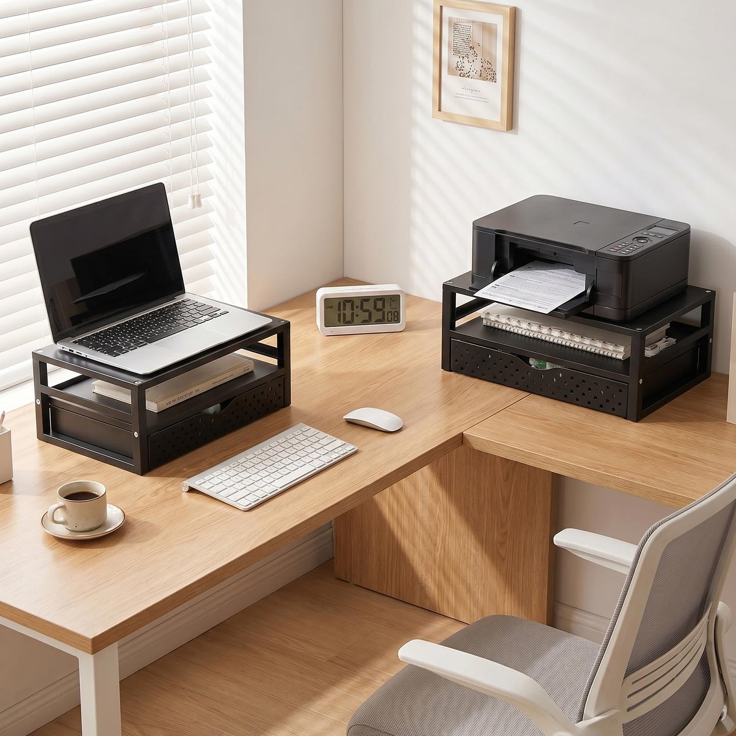 WALI Computer Monitor Stand with Drawer, Laptop Riser with Storage