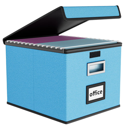 Huolewa File Organizer Box with Lids, Collapsible File Folder Organizer