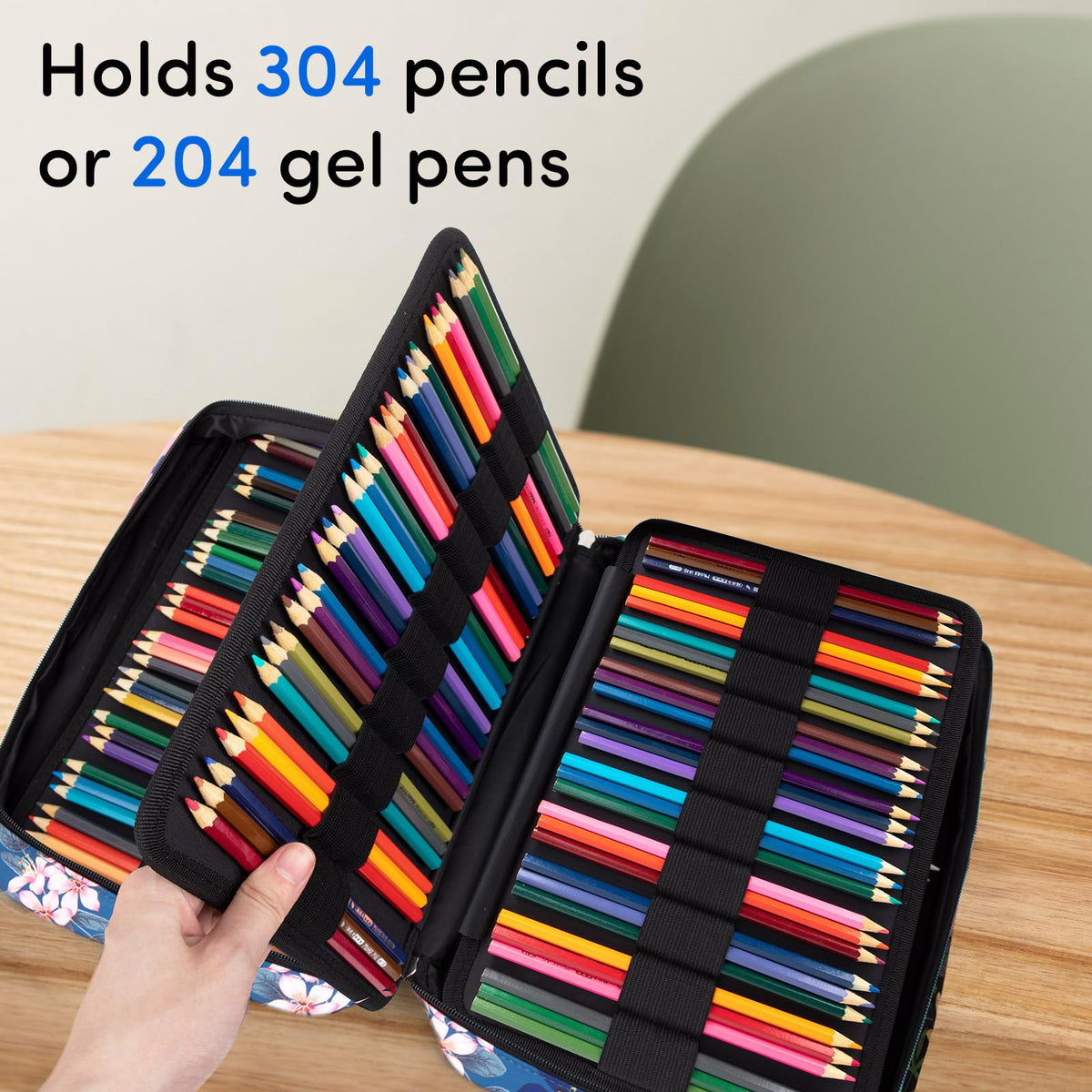 YOUSHARES 300 Slots Color Pencil Case - Pen Case Organizer with Handy Wrap & Zipper, Multilayer