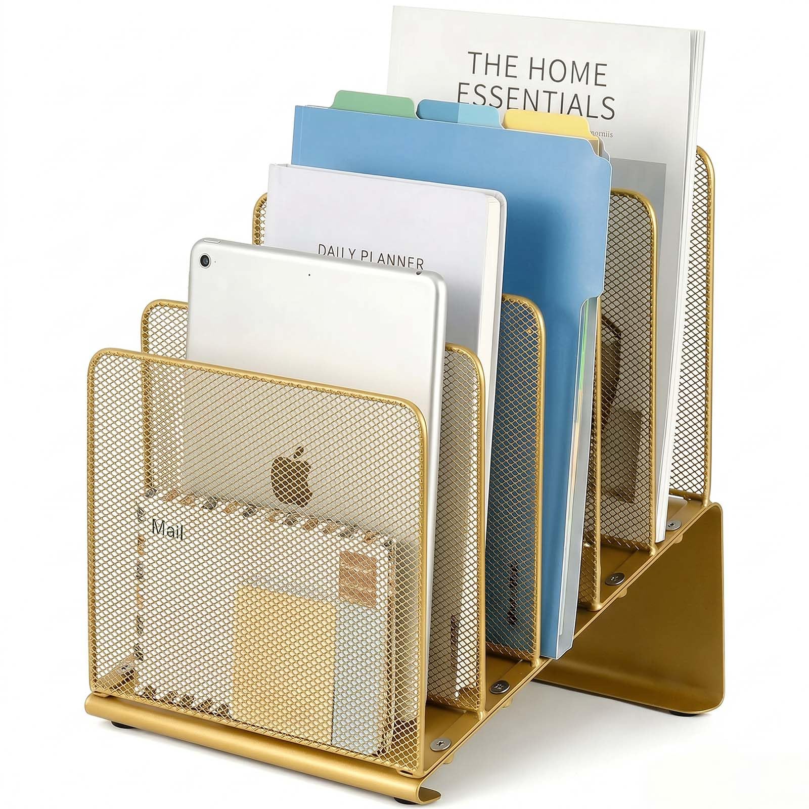 LEKETREE File Organizer for Desk, File Folder Organizer with 5-Section Vertical Rack, Suitable for