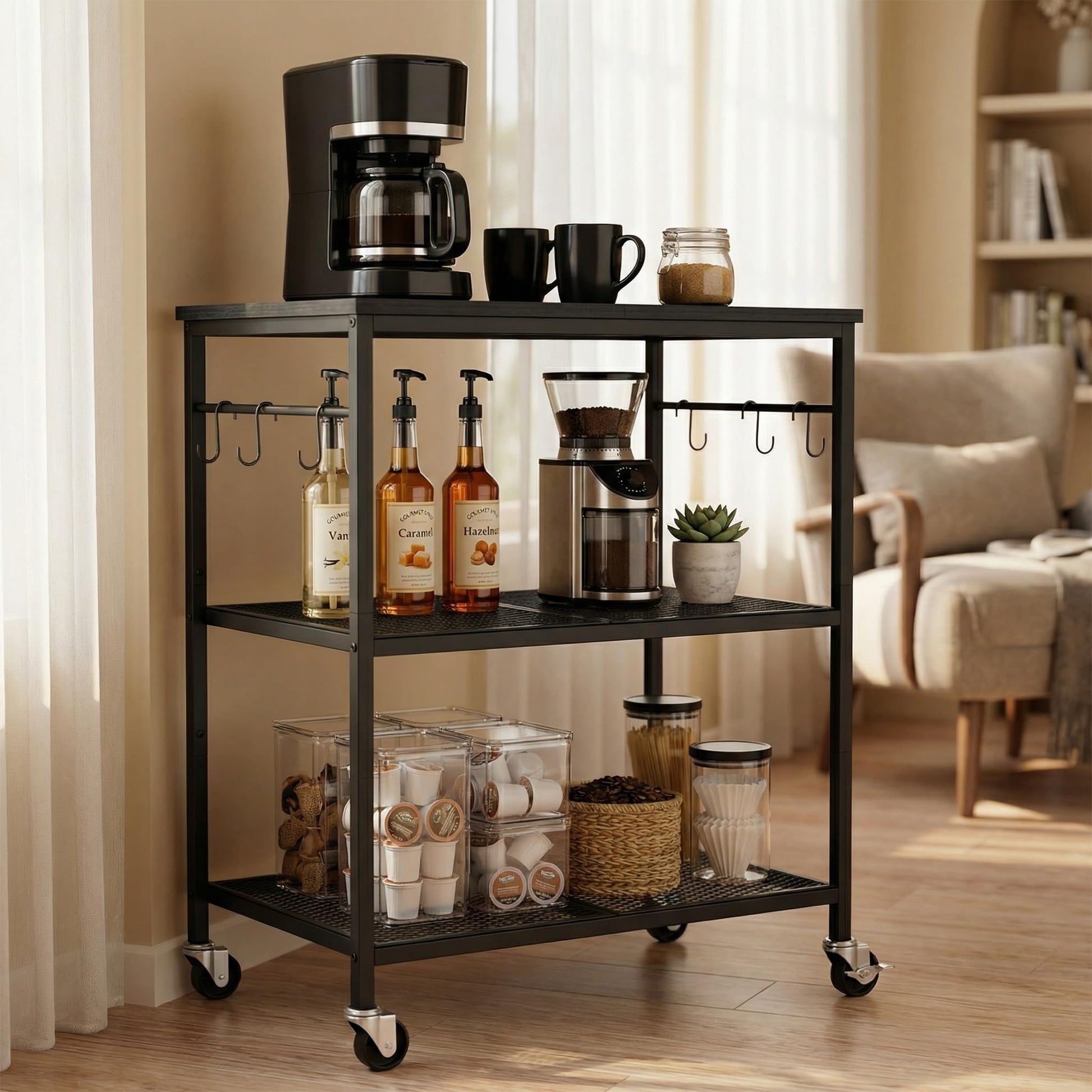 Homleke 3-Tier Rolling Kitchen Microwave Cart, Utility Cart