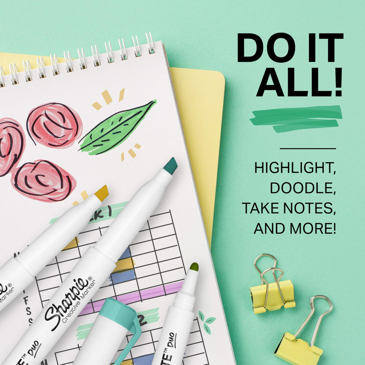 Sharpie S-Note Duo Dual-Tip Creative Highlighters, Assorted Mild Colors, No Bleed, Fine and Chisel