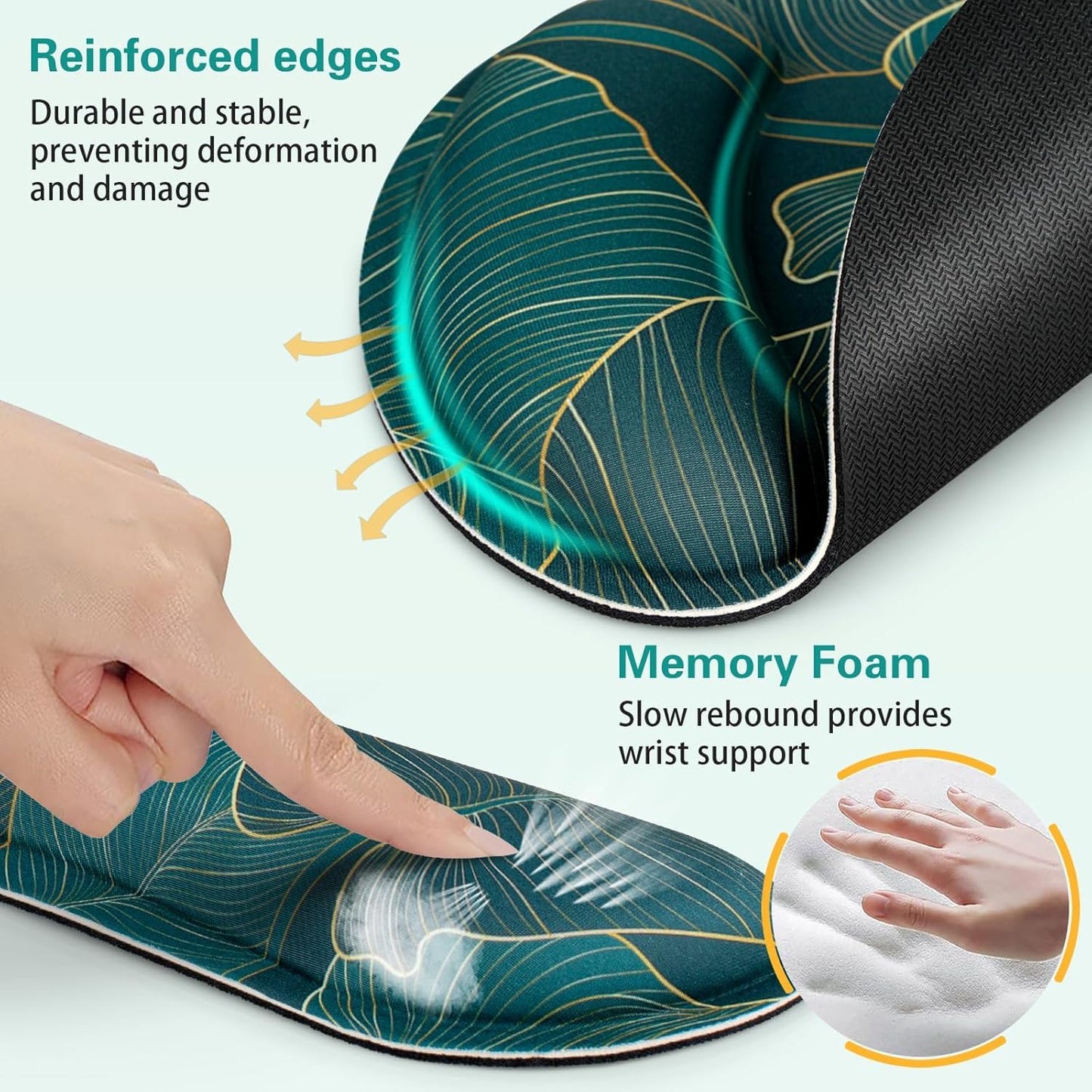 Mouse Pad with Wrist Rest Set, 3-in-1 Wrist Support Mousepad
