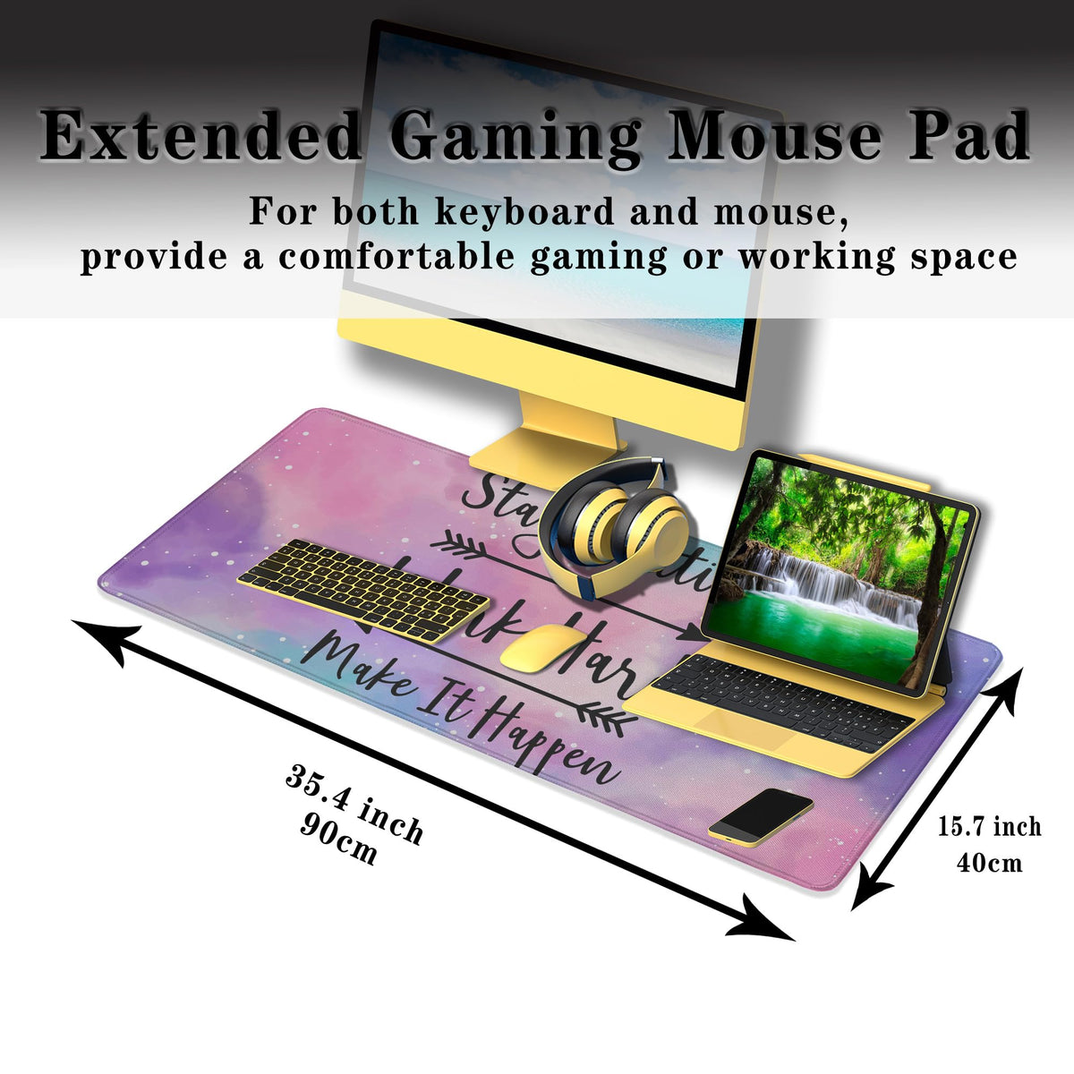 Samgula Gaming Desk Mat Large Gaming Mouse Pad Women Office Desk Mat Extra Large Mouse Pad Non-Slip