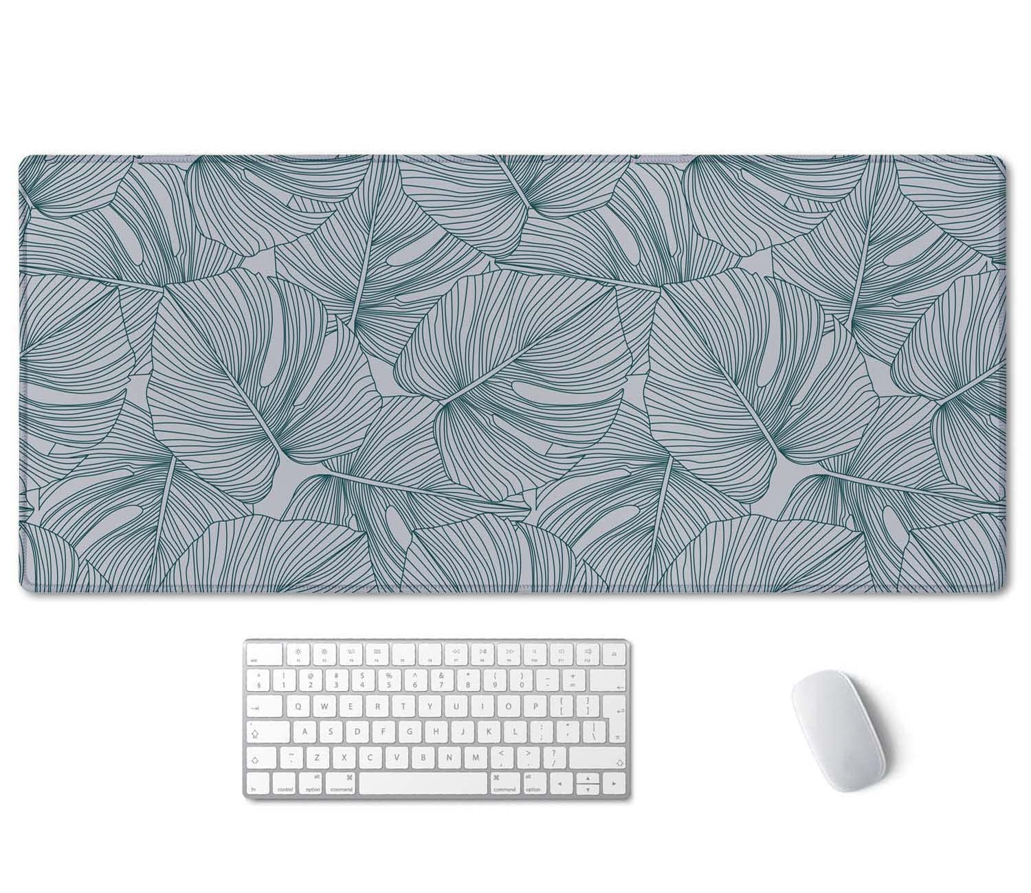 SSOIU Line Drawing Leaves XXL Green Gaming Mouse Pad - 35.5x15.7 Inch, Extended Size