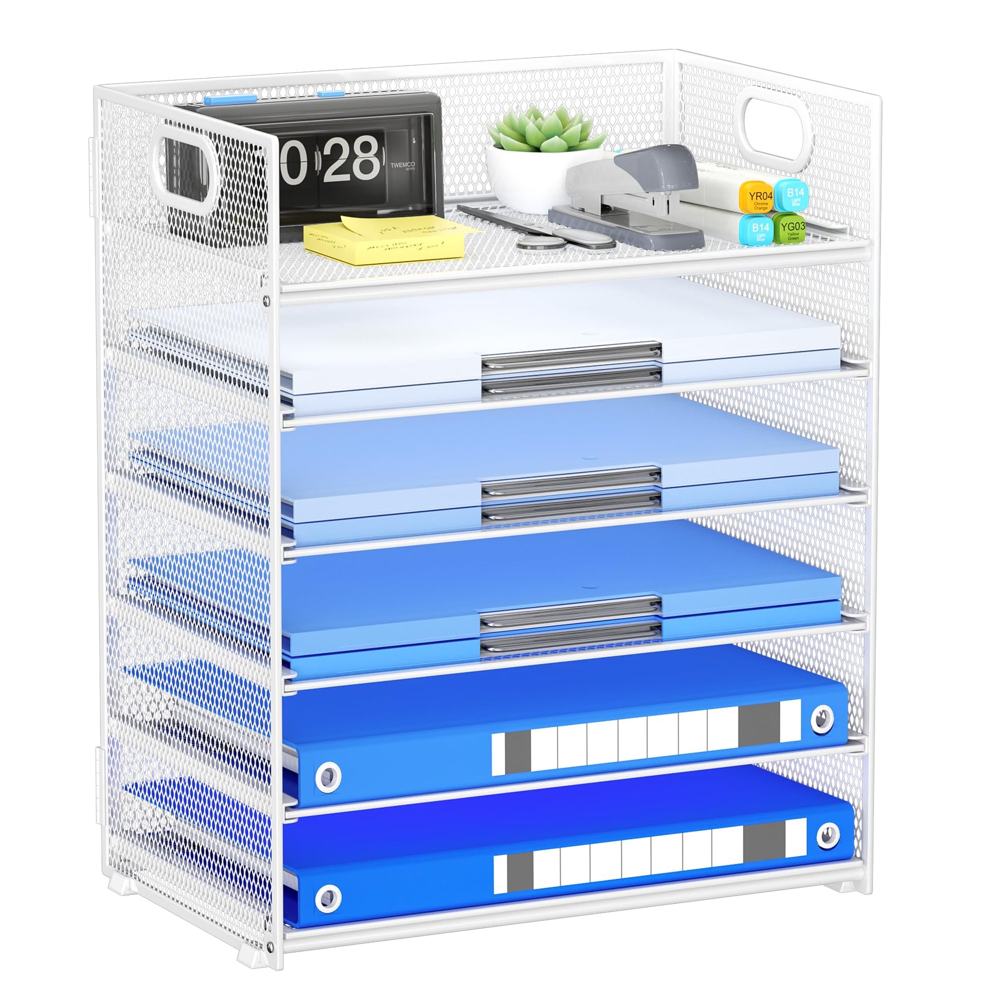 Kinkota Paper Organizer for Desk with Handle, 6-Tier
