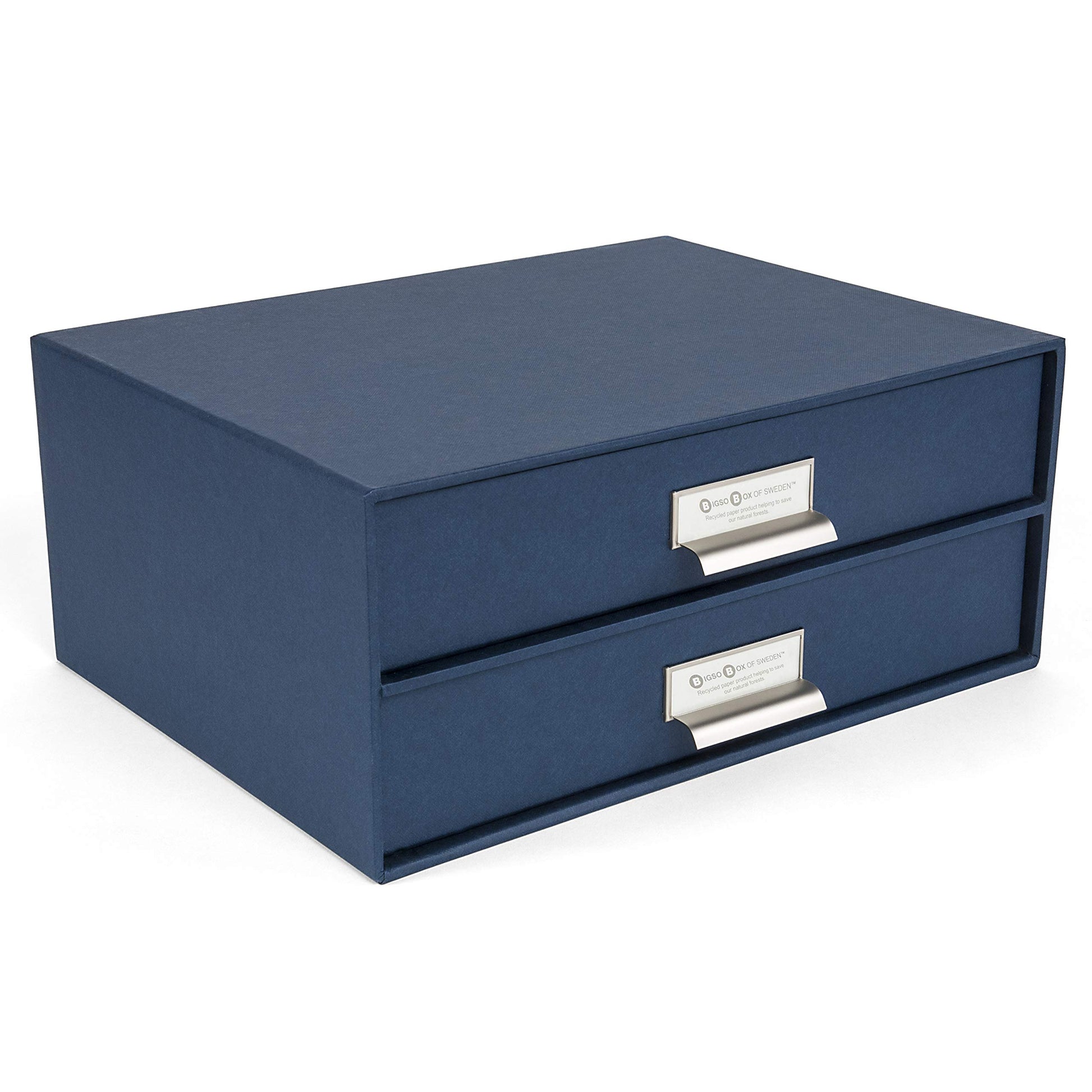 Bigso Box of Sweden Birger 2-Drawer Fiberboard Label Frame Document Letter Box | Desktop Drawers