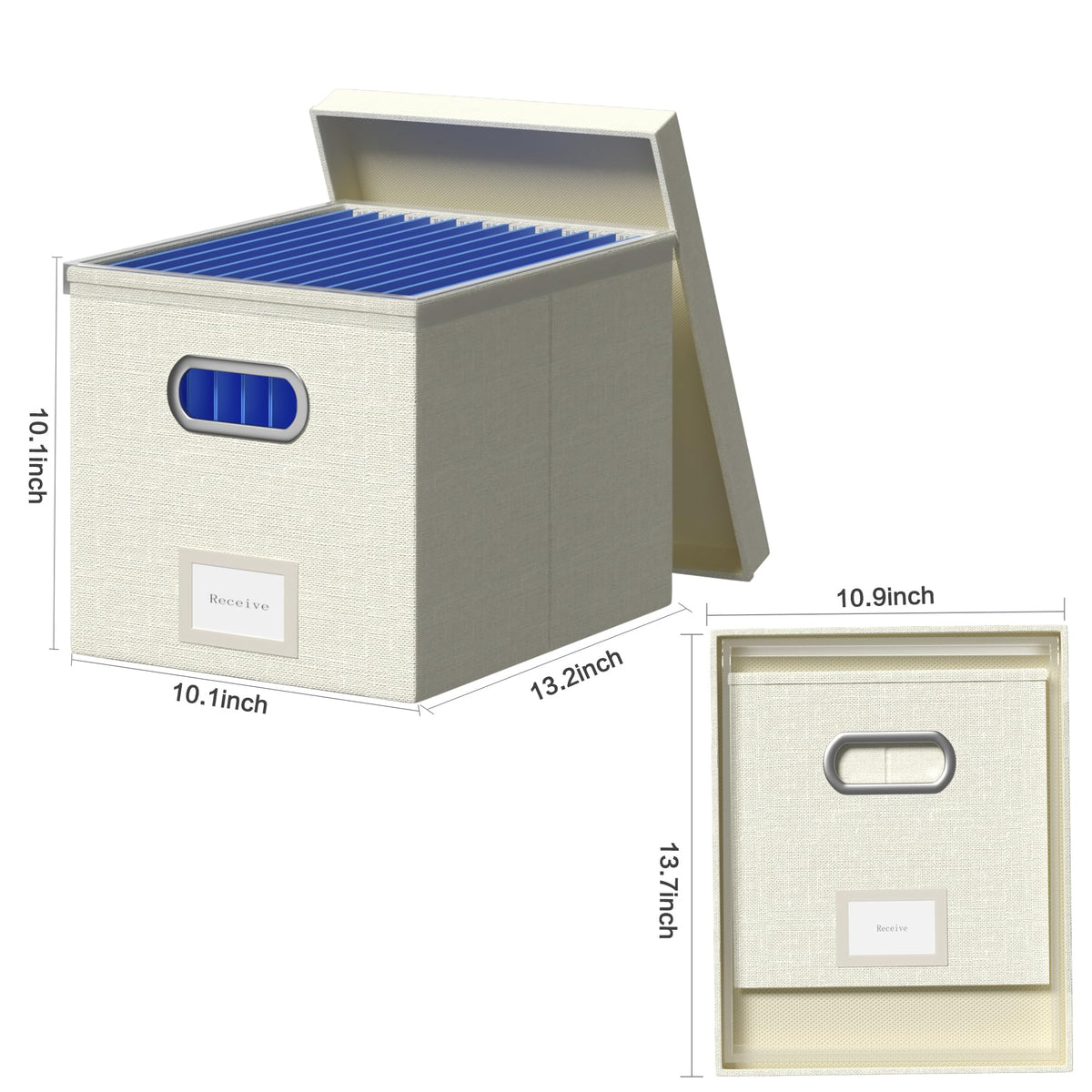 GRSQYS 2Pack File Box with Lid with One-Piece Plastic Frame Slides