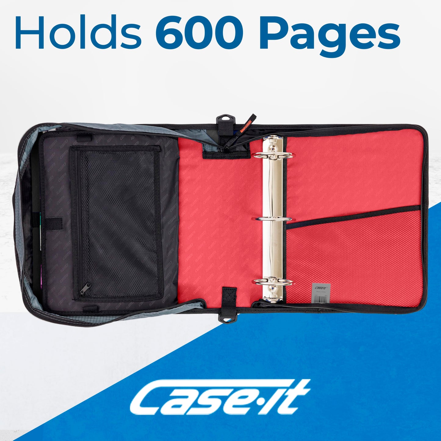 Case-it School Zipper Binder | 3-Inch O-Rings | 600-Sheet | D-146 Coral