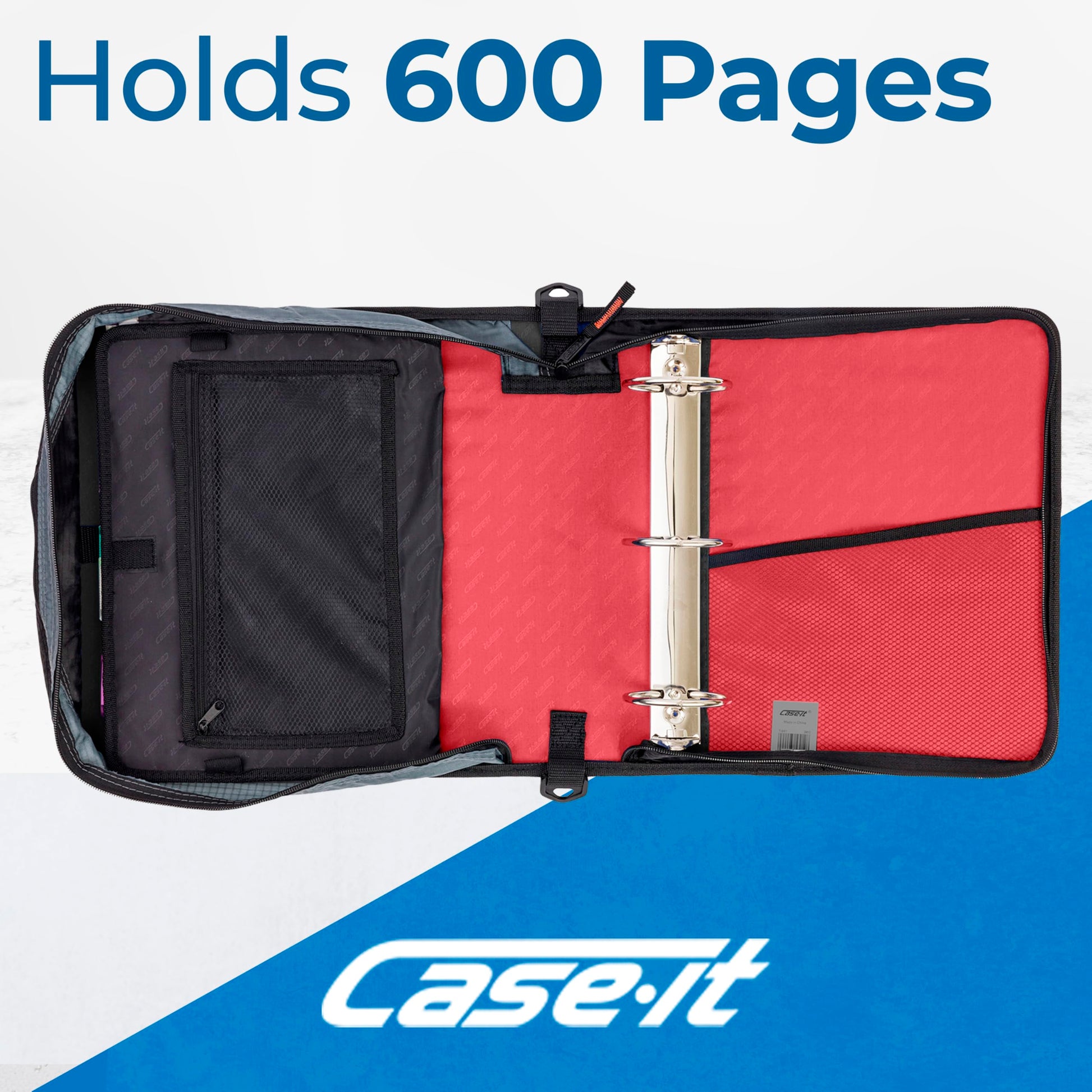Case-it School Zipper Binder | 3-Inch O-Rings | 600-Sheet | D-146 Coral