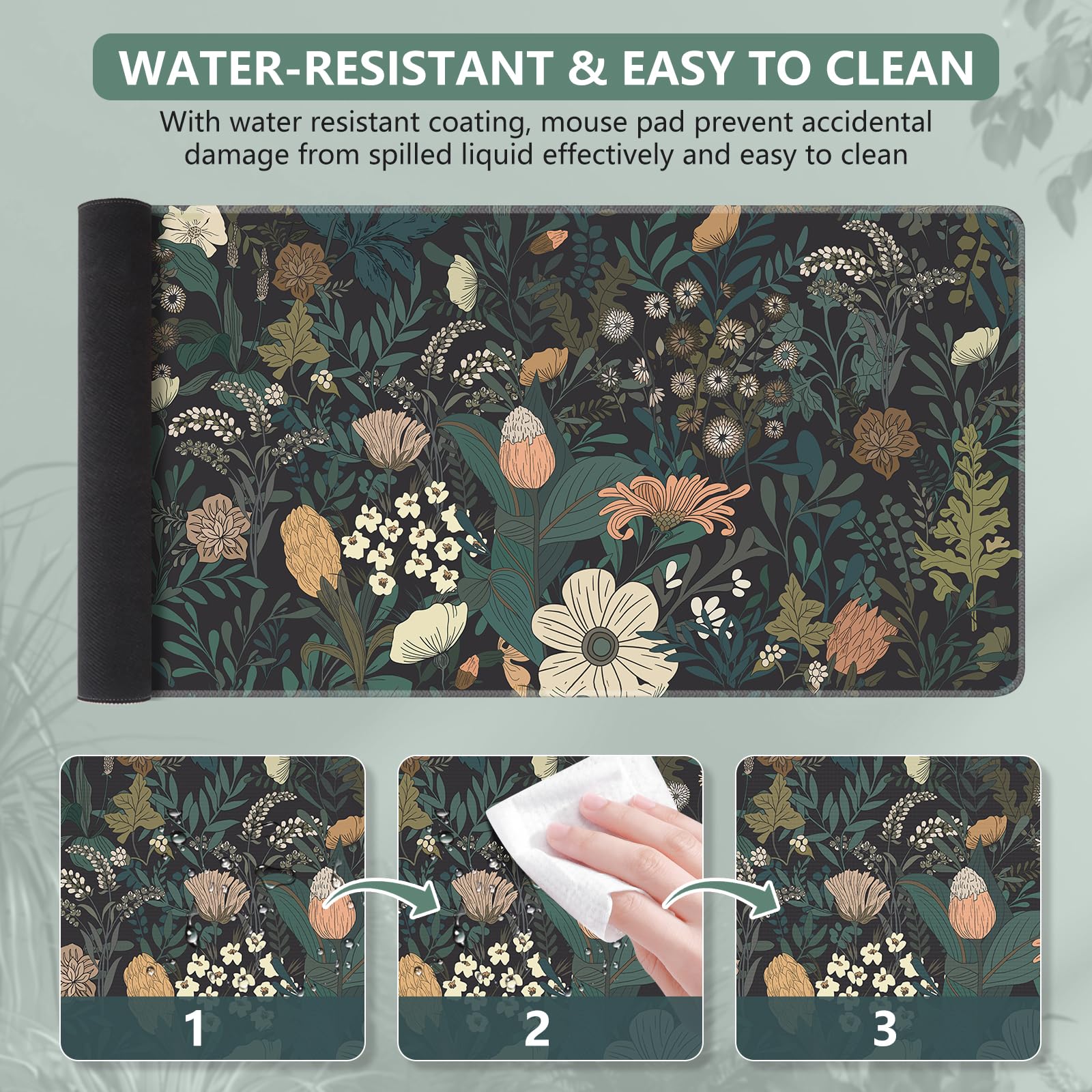 iCasso Desk Mat, Desk Matt for Desktop, Cute Desk Pad Mat, Weeds