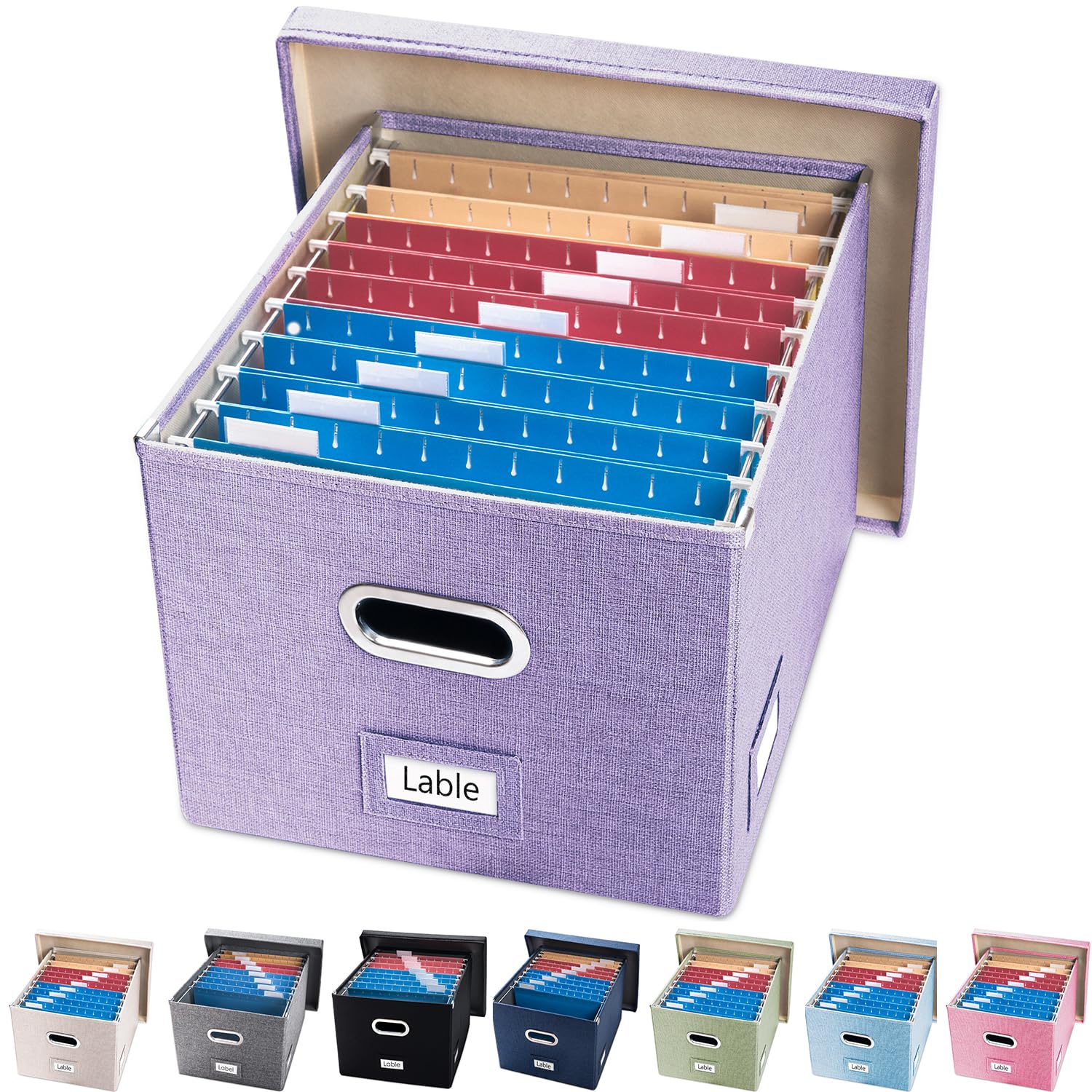 PRANDOM File Organizer Box - Set of 1 Collapsible Decorative Linen Filing Storage Hanging File
