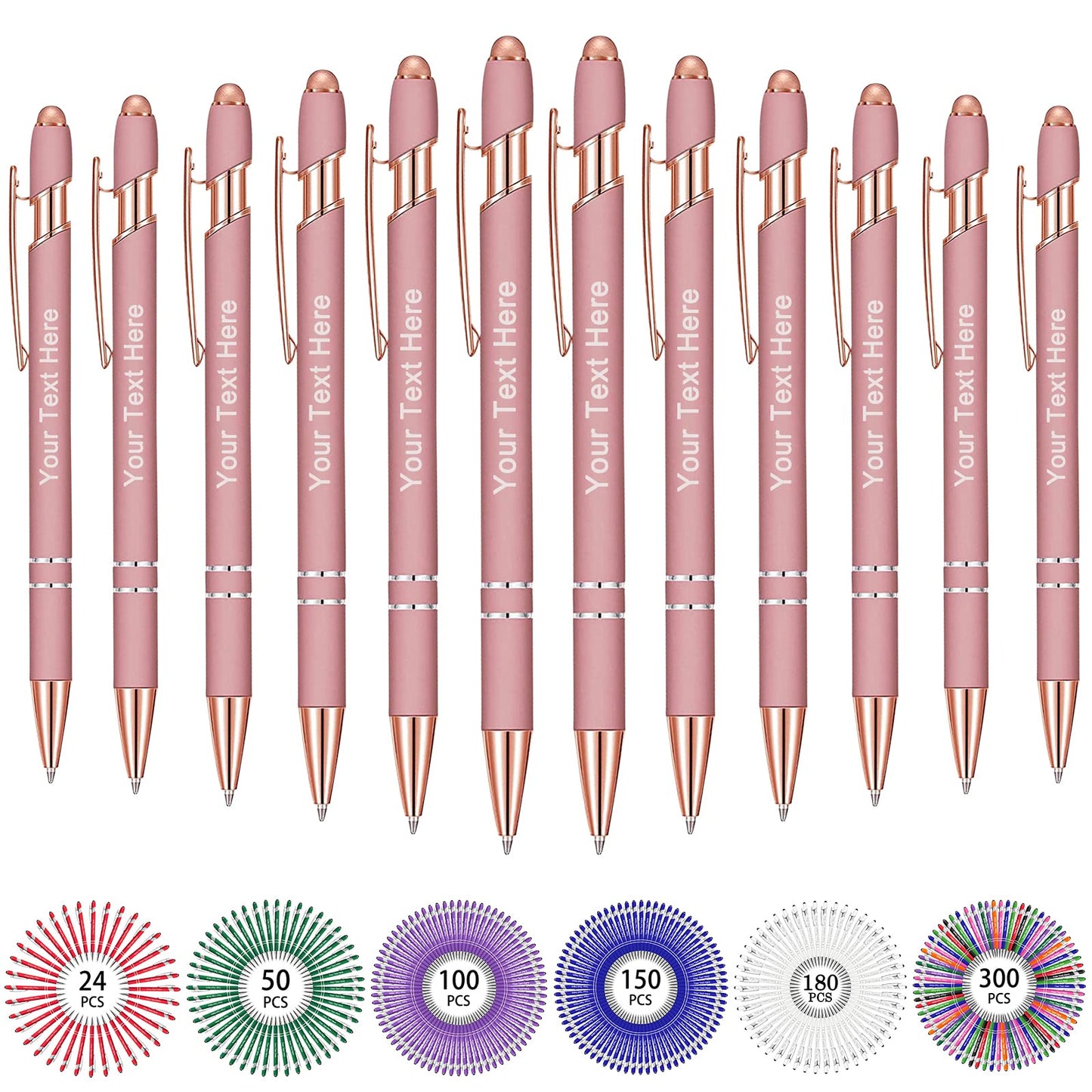 Hapelf Up to 500 Bulk Personalized Pens Custom Engraved Ballpoint Pen with Stylus Tip Retractable