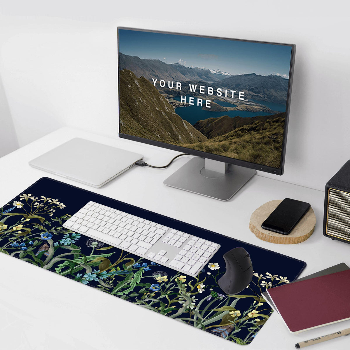 Weeds Flowers Large Mouse Pad,Gaming Keyboard Desk Pad,Extended Mouse Mat Non-Slip Rubber Base with