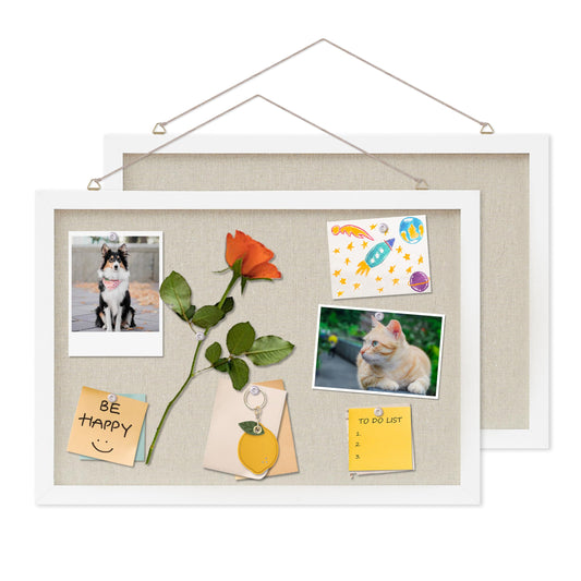DAHAPYBOO Cork Board with Linen White 2Pack,Bulletin Board 17"x12"