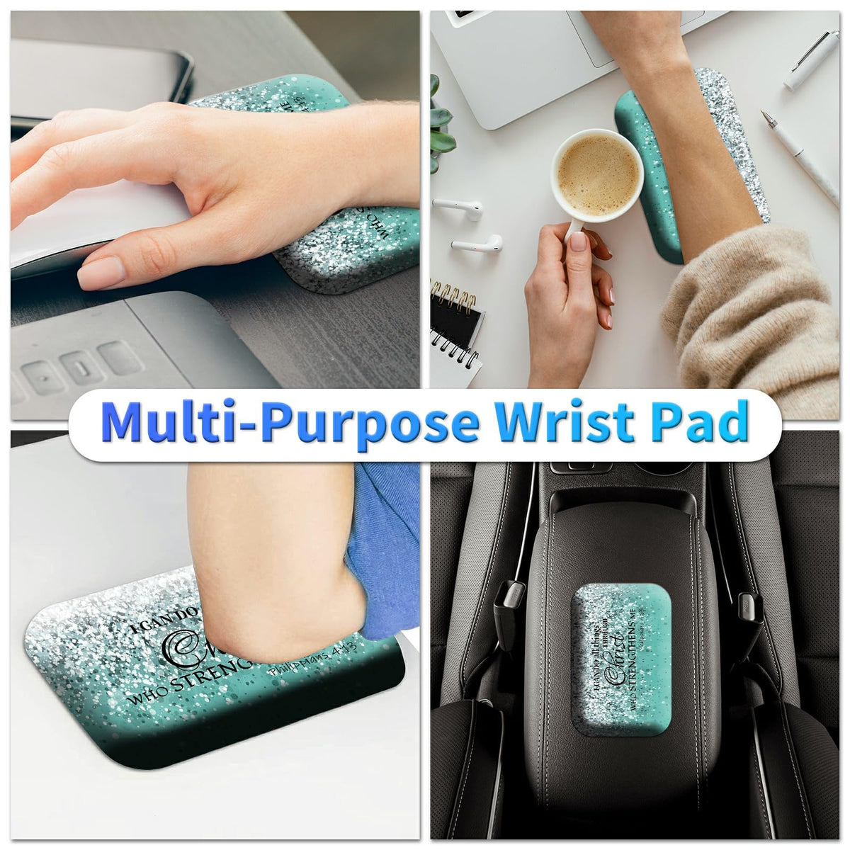 BPQOJB Laptop Mouse Pad 27.5 x 11.8 inch & Small Wrist Rests with Coasters and Blue Flash Bible
