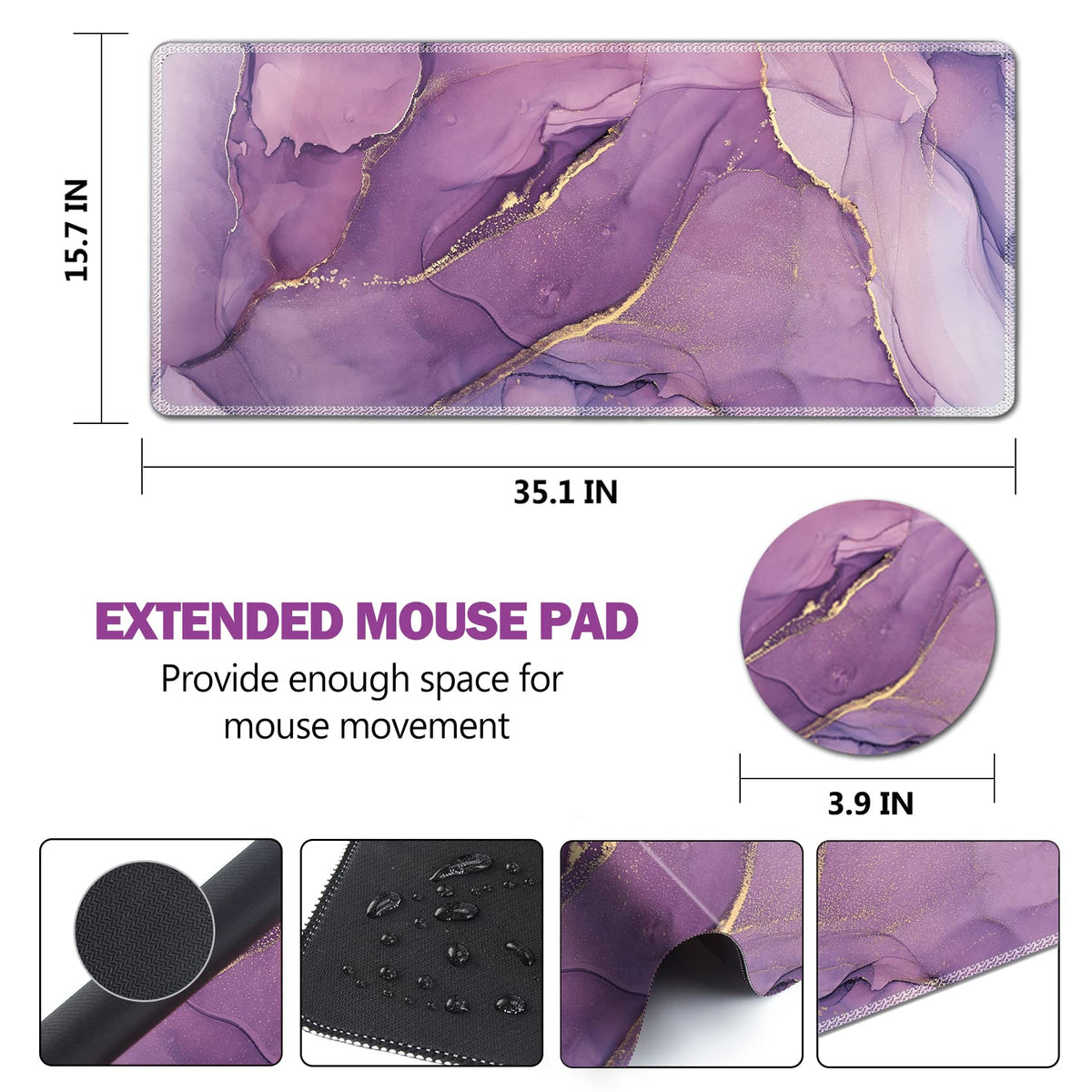 AIMSA Large Gaming Mouse Pad, XXL Keyboard Mouse Mat Extended Desk Pad with Stitched Edges, Durable