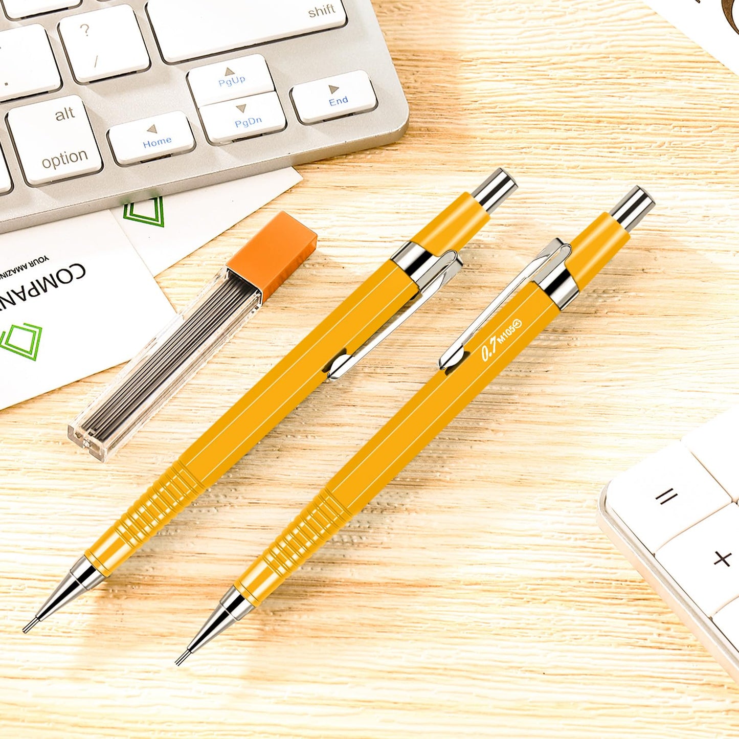 Gueevin 24 Set Yellow Mechanical Pencil 0.9mm with Drafting Pencil Refill