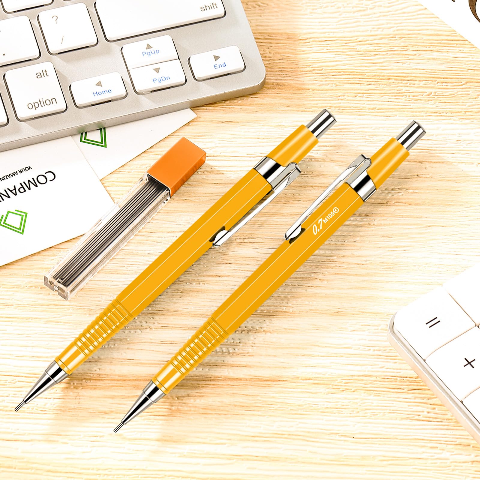 Gueevin 24 Set Yellow Mechanical Pencil 0.9mm with Drafting Pencil Refill