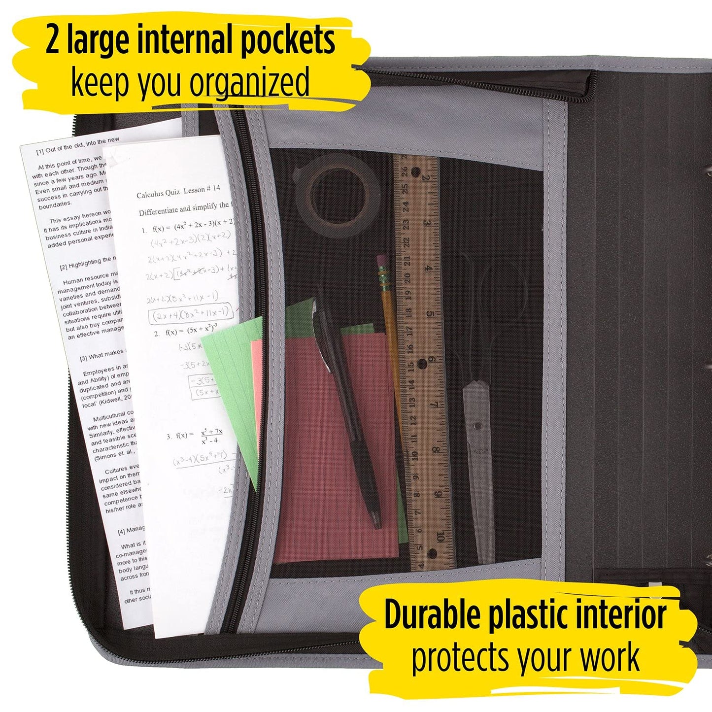 Five Star Zipper Binder, 2 Inch 3 Ring Binder, Xpanz, Gray Lines (29040Hx9)