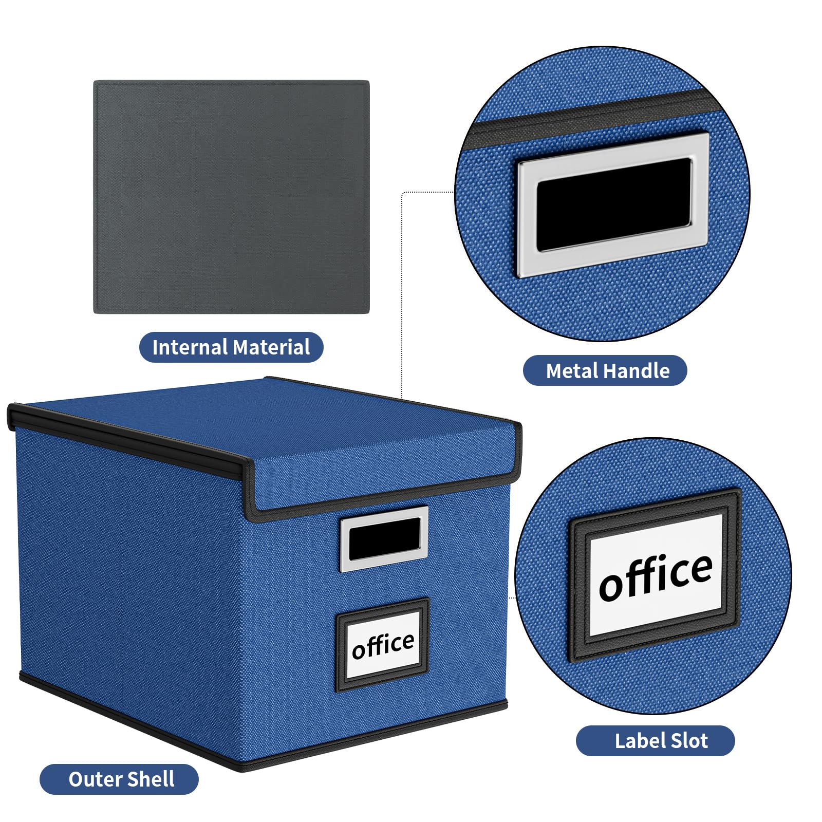 Huolewa File Organizer Box with Lids, Collapsible File Folder Organizer