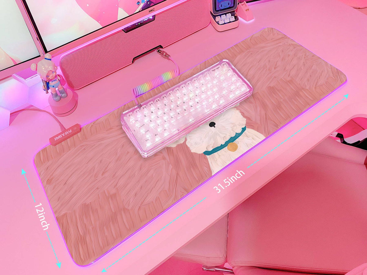 JMIYAV Pink RGB Gaming Mouse Pad 31.5x12 Inch PC XL Large Extended Glowing Led Light Up Desk Pad