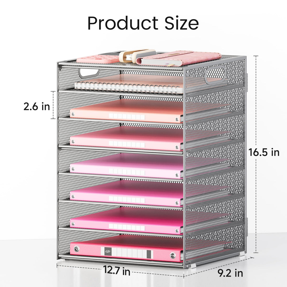 Lavatino 2 Pack 8-Tier Office Desk File Organizer, Letter Tray Paper Organizer with Handle