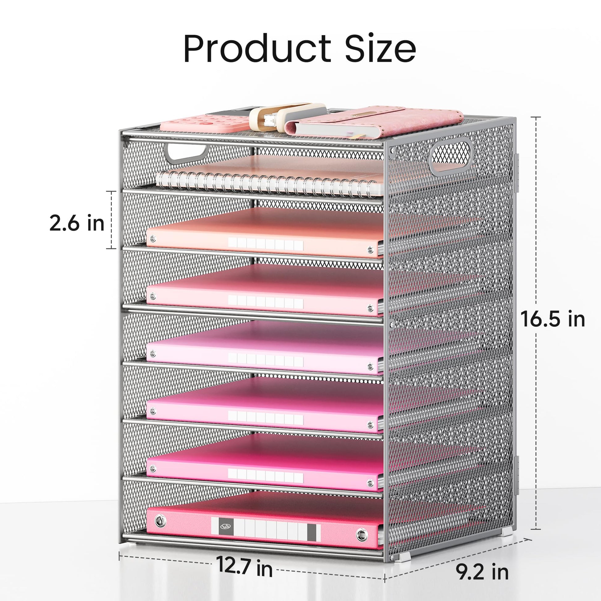 Lavatino 2 Pack 8-Tier Office Desk File Organizer, Letter Tray Paper Organizer with Handle