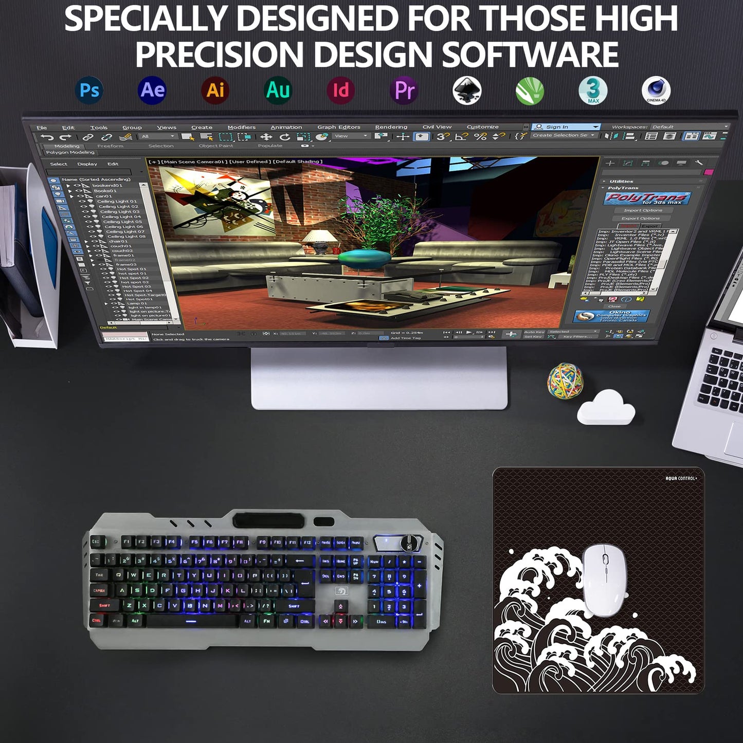 X-Raypad Aqua Control Plus Wave Gaming Mouse Pad, Ultra-High Precision Mouse Pad with Perfect Speed
