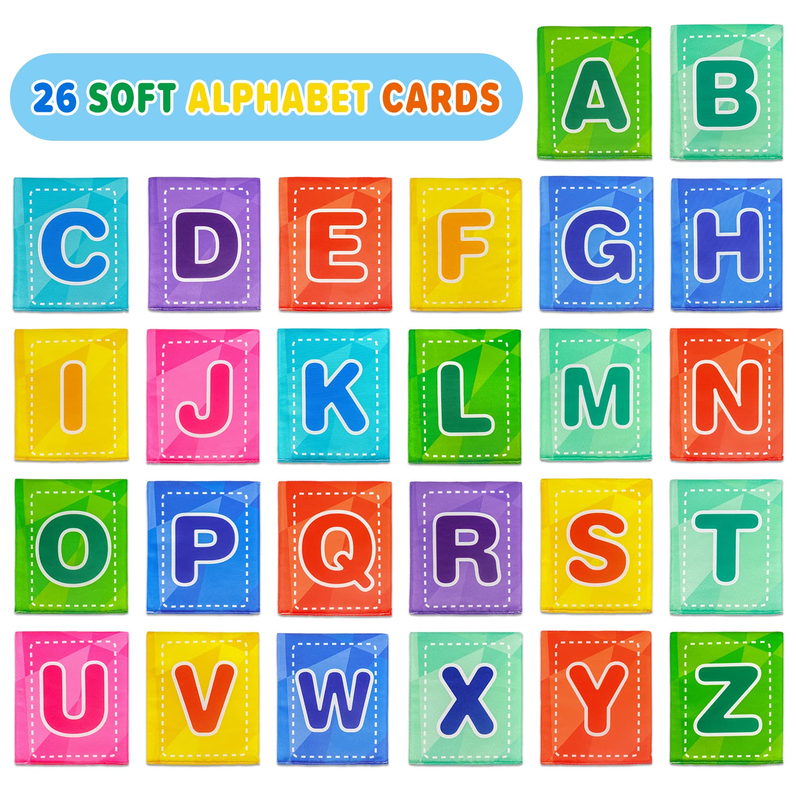 Dr.Rapeti ABC Flash Cards, Soft Alphabet Cards, 26pcs ABC Alphabet Cards