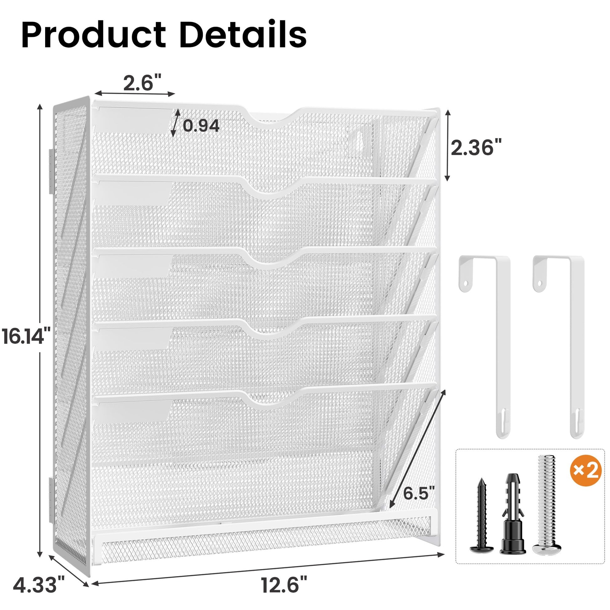 Kinkota Hanging Wall File Organizer 6-Tier Wall Mount Mail Organizer