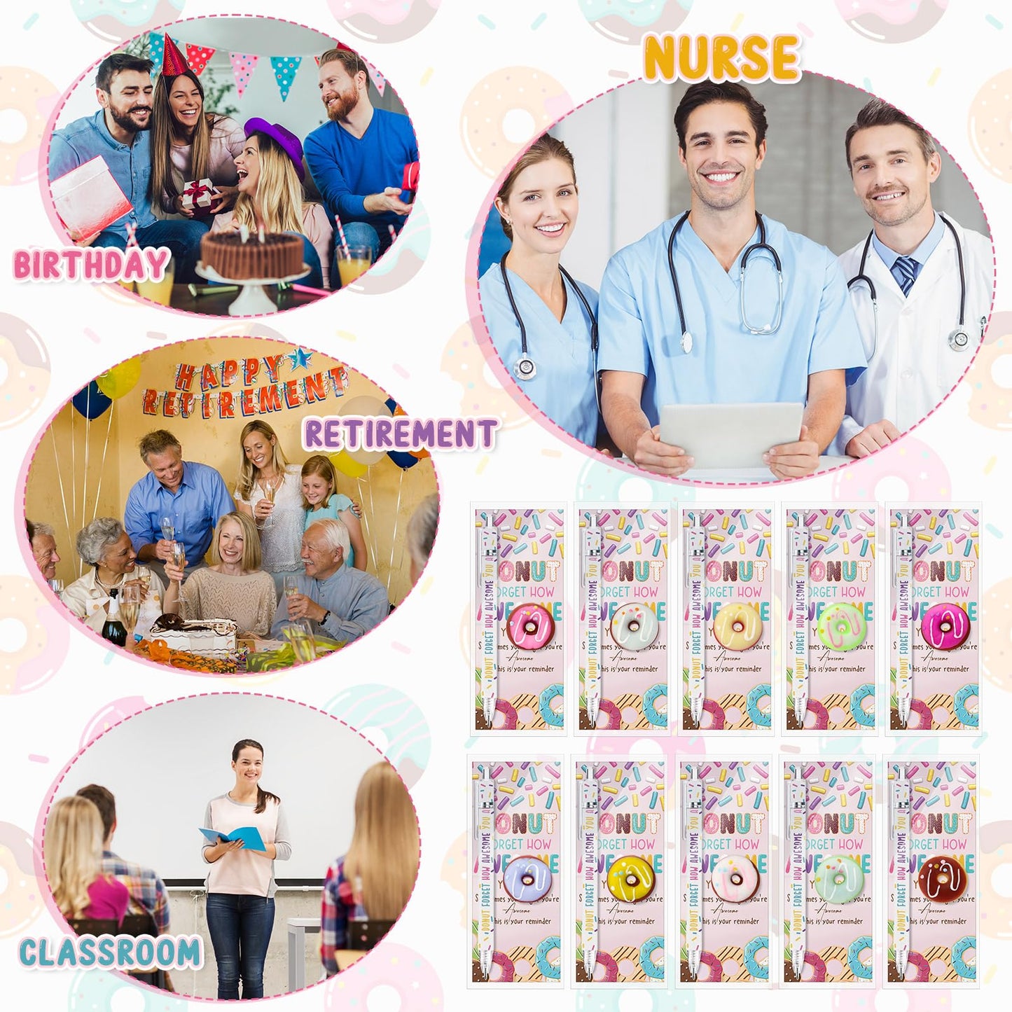 TecUnite Donuts 100 Sets Classroom Motivation Gifts Bulk