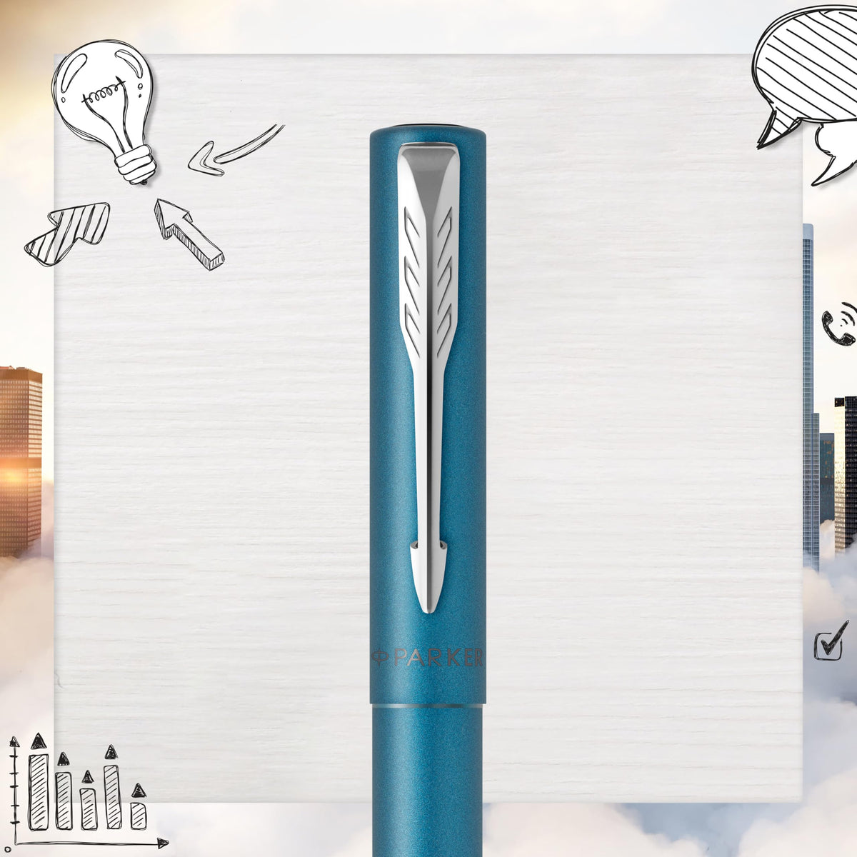 Parker Vector Fountain Pen Teal Blue with Blue Ink in Gift Box