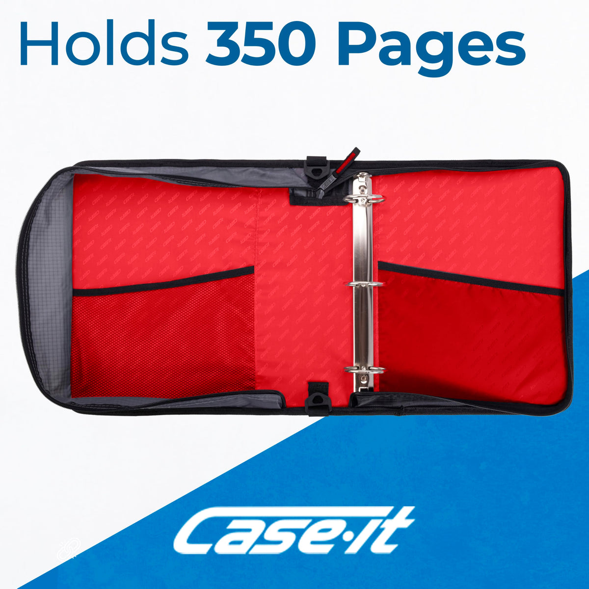 Case-it Zipper Binder | 2-Inch O-Rings | 400-Sheet | LT-007 Fire Engine Red