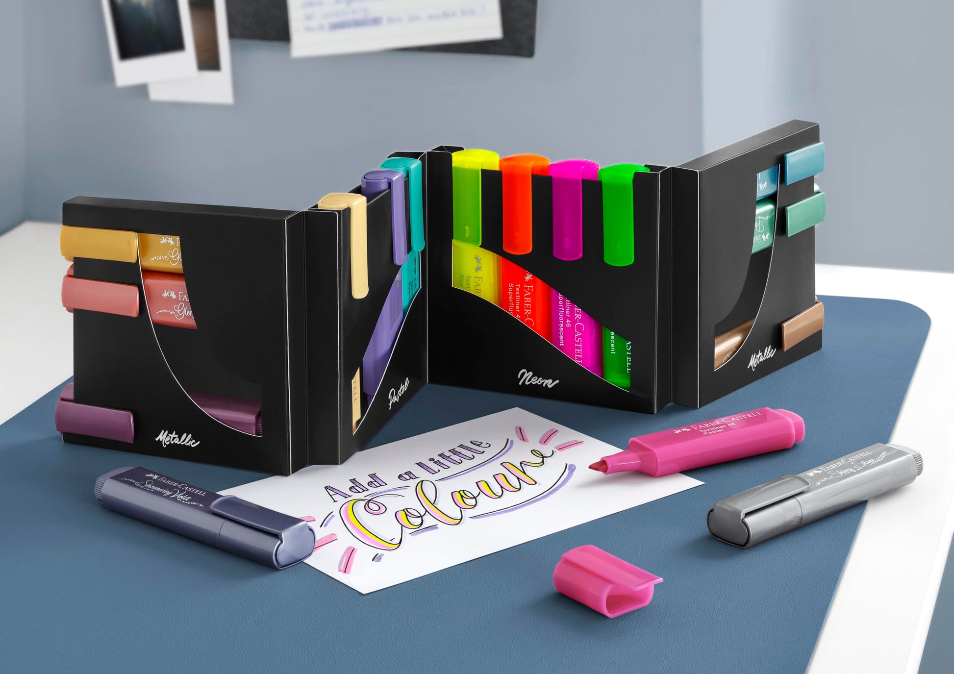 Faber-Castell Highlighter Desk Set - 16 Chisel Tip Markers, Assortment of Pastel, Neon, and