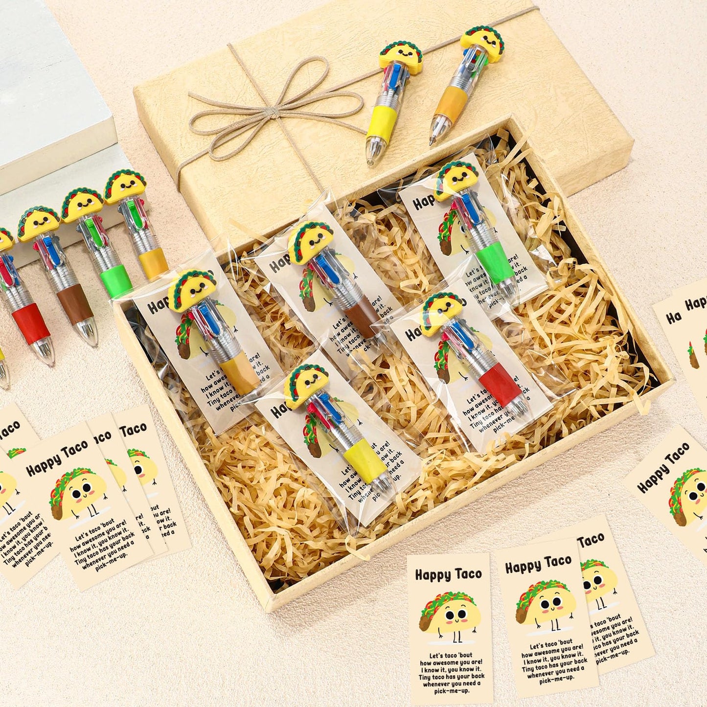 Sayglossy 24 Sets Taco Party Favor Pens Gifts Bulk, 4-in-1 Ballpoint Pens