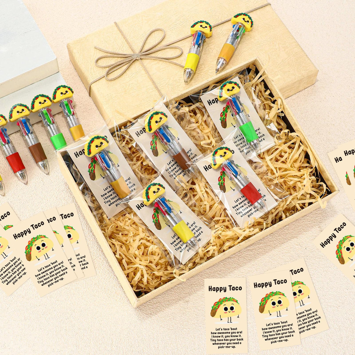 Sayglossy 24 Sets Taco Party Favor Pens Gifts Bulk, 4-in-1 Ballpoint Pens