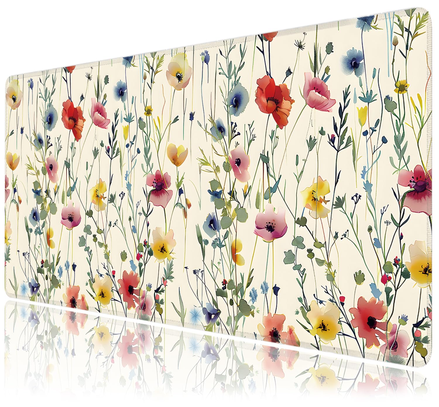 Wild Flowers Large Mouse Pad,Gaming Keyboard Desk Pad,Extended Mouse Mat Non-Slip Rubber Base with