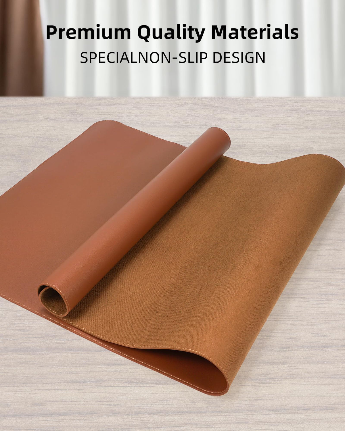 AFIING Large Desk Mat 55" x 24" - PU Leather Desk Pad Protector, Waterproof Non-Slip Extended Mouse