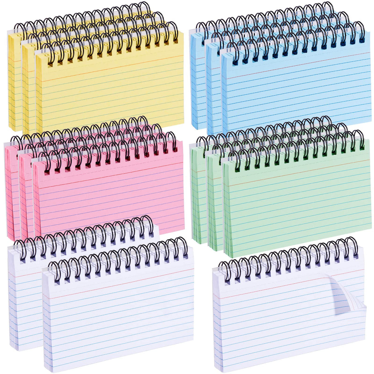 Chinco 750 Pcs Index Cards 3x5 Ruled with Rings, 15 Pads