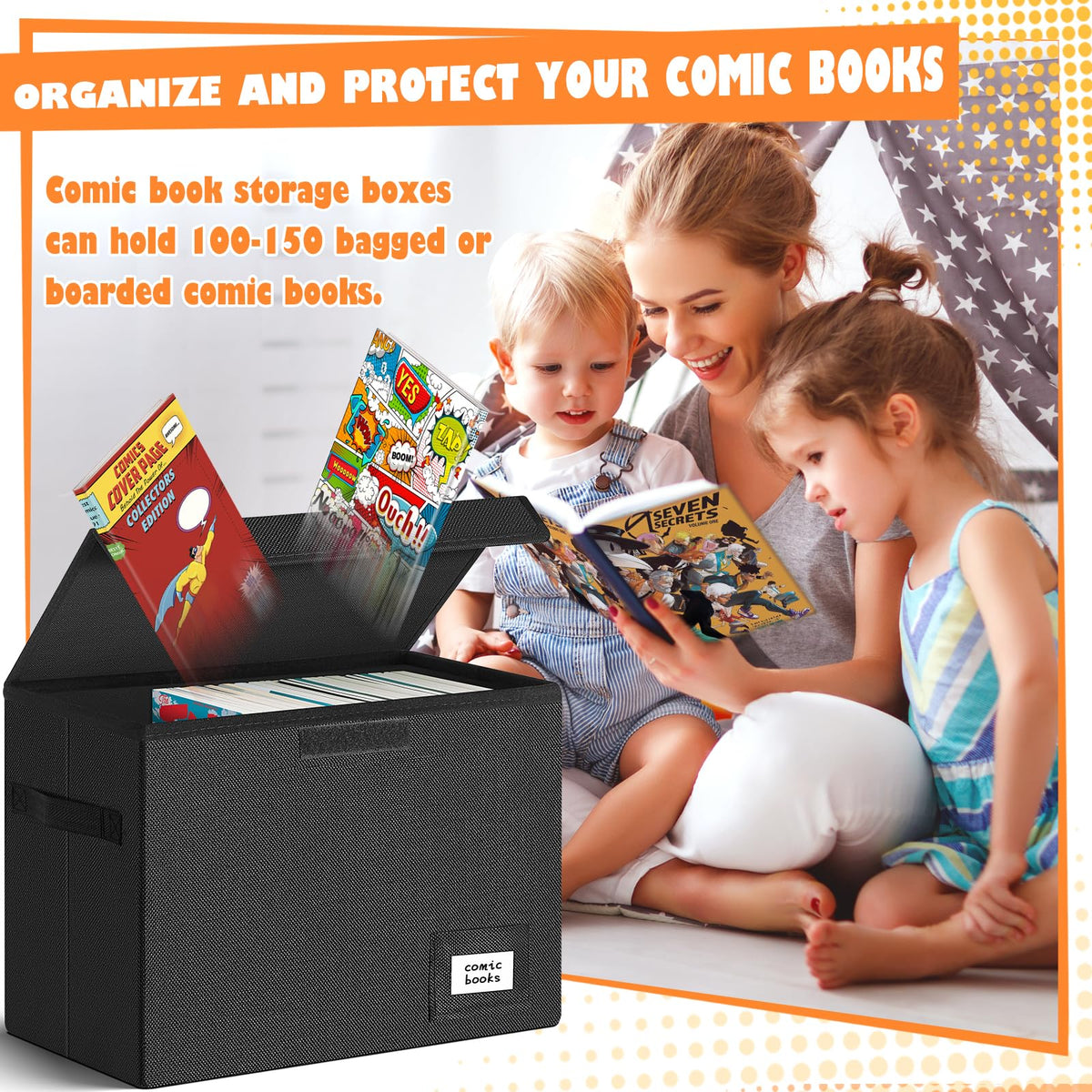 Leffis 6 Pack Comic Book Storage, Collapsible and Stackable Comic Short Box