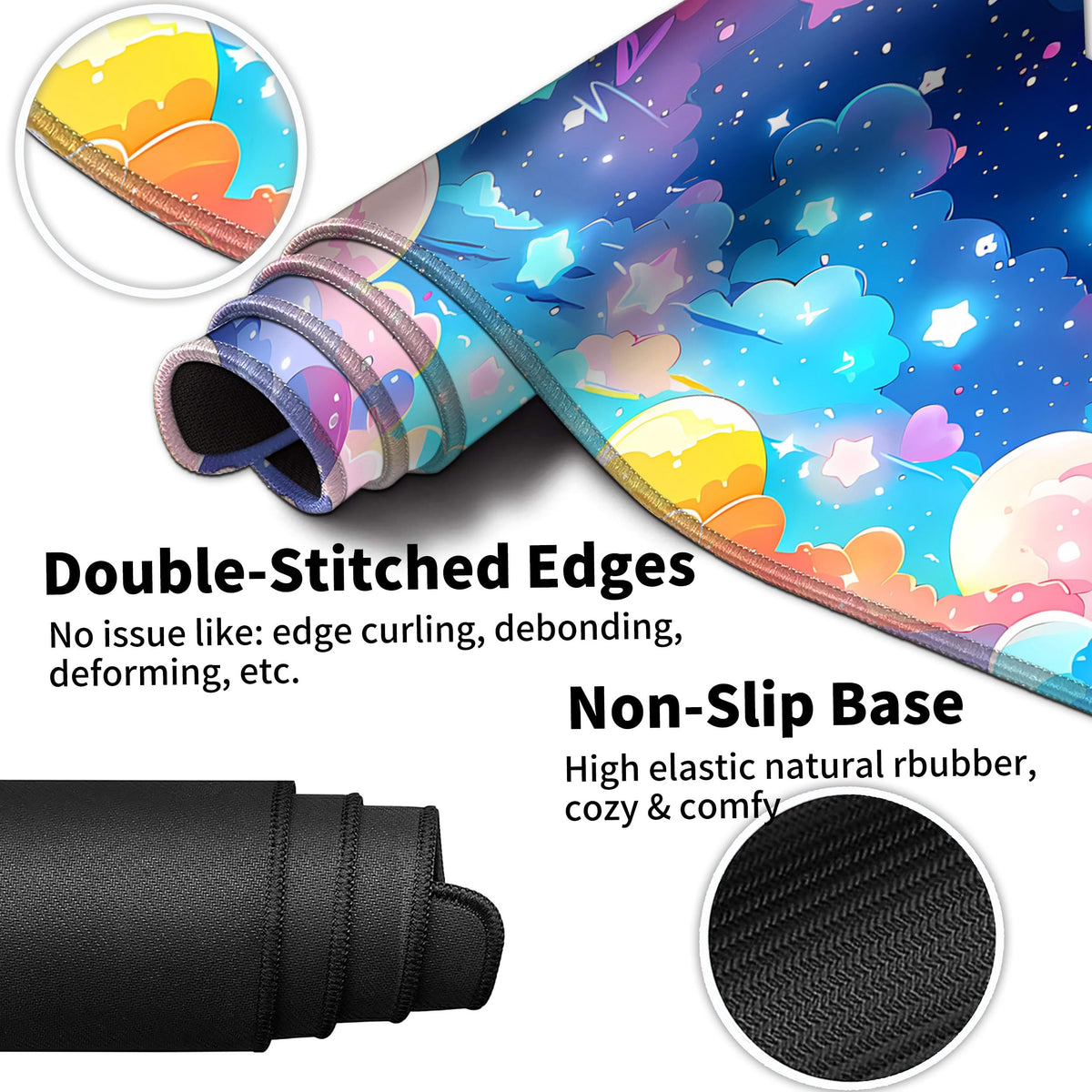 Extended Mouse Pad with Coaster 31.5 x 11.8 Desk Pad Full Desk Mousepad Stitched Edges Desk Mat