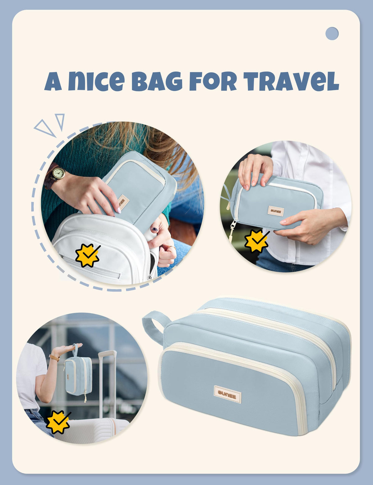 SUNEE Large Pencil Case, Big Capacity Pen Pouch with 3 Compartments, Kawaii Cute Pencil Bag with
