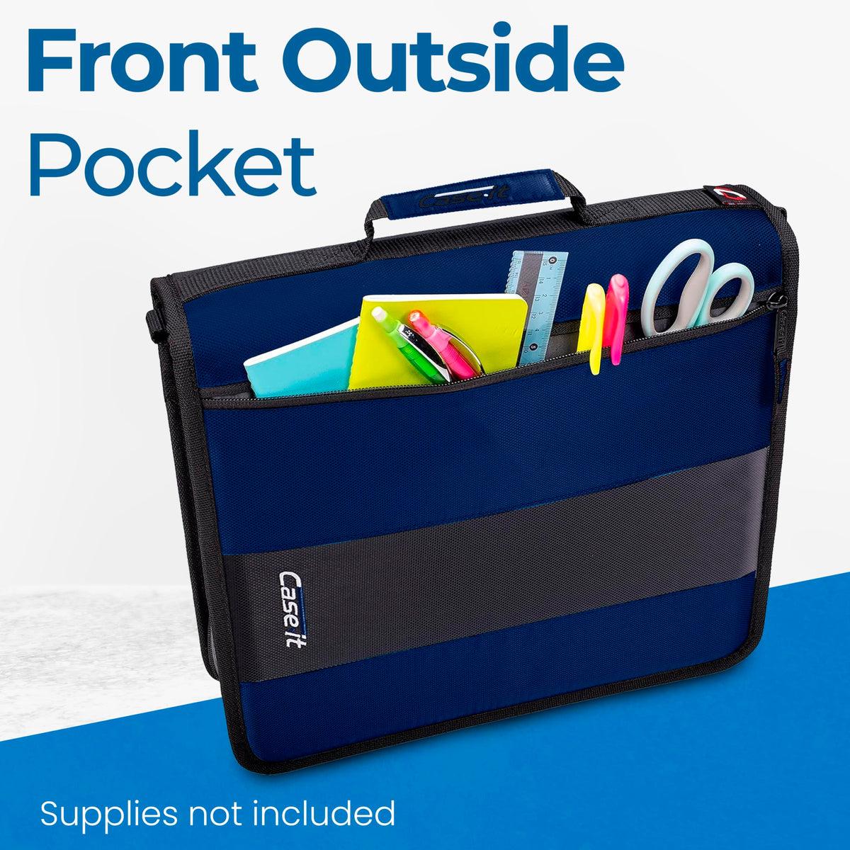Case-it School Zipper Binder | 2" O-Rings | 350-Sheet | D-251 Midnight Blue