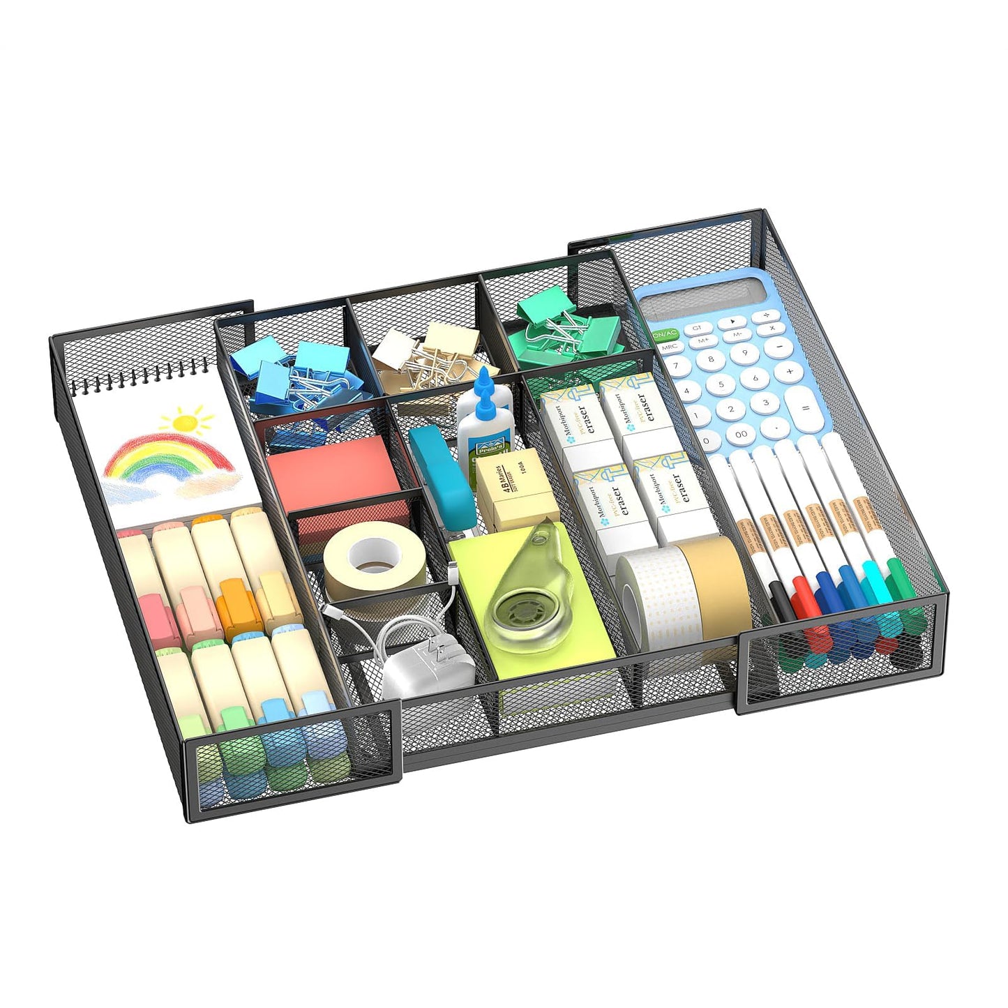 ReePlan Expandable Desk Drawer Organizer, 10 Adjustable Compartments, Black