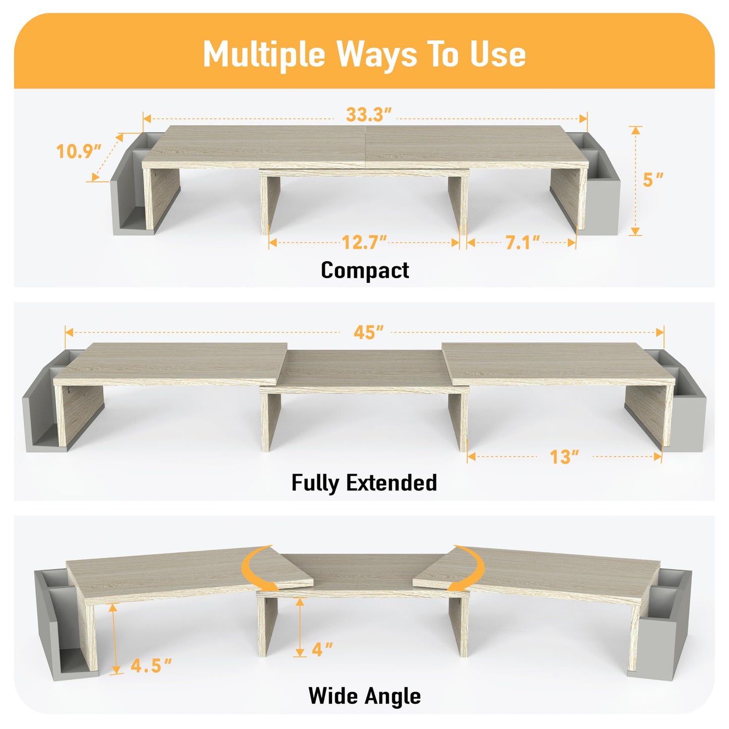 Simple Houseware Desk Dual Monitor Stand Riser with Drawer, Maple