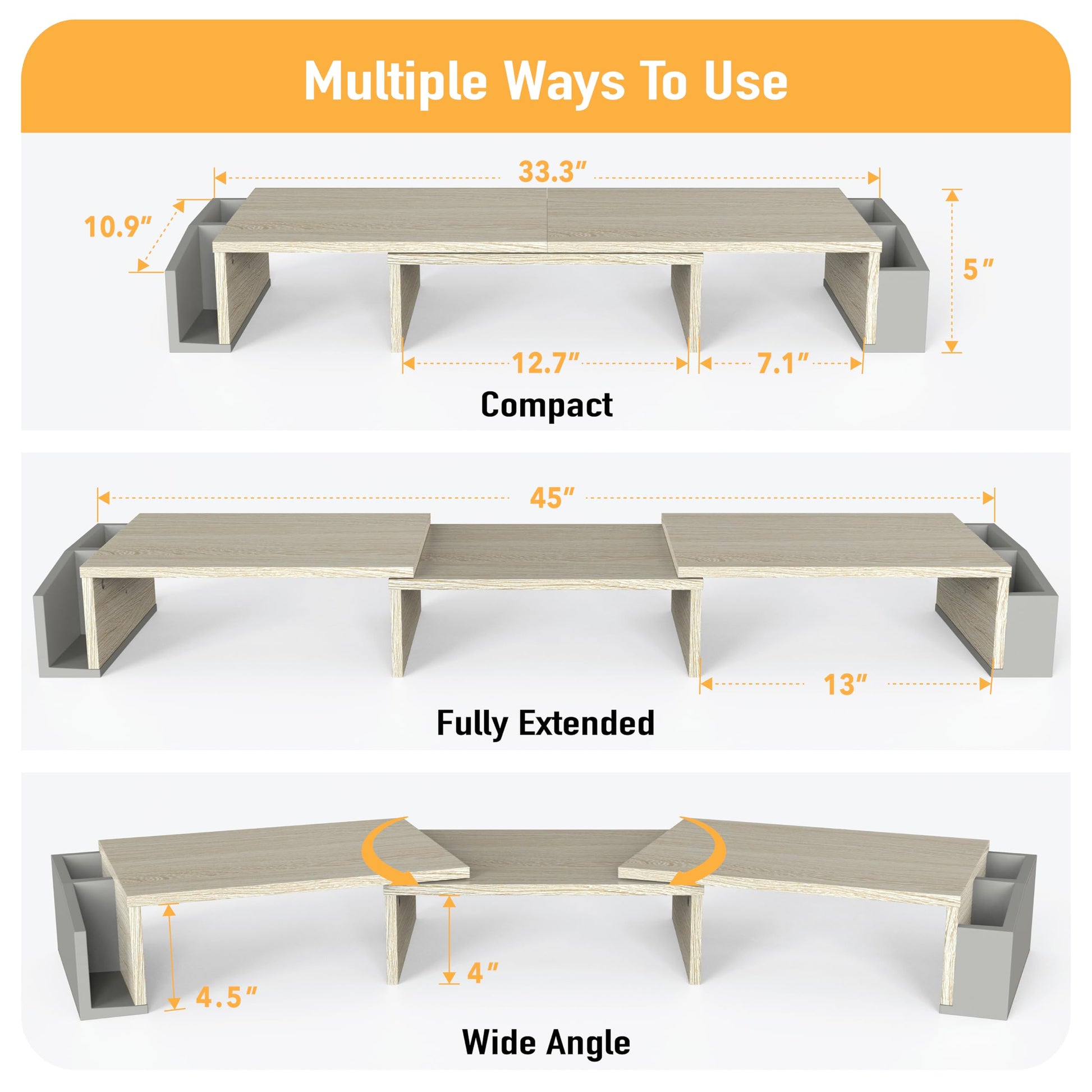 Simple Houseware Desk Dual Monitor Stand Riser with Drawer, Maple