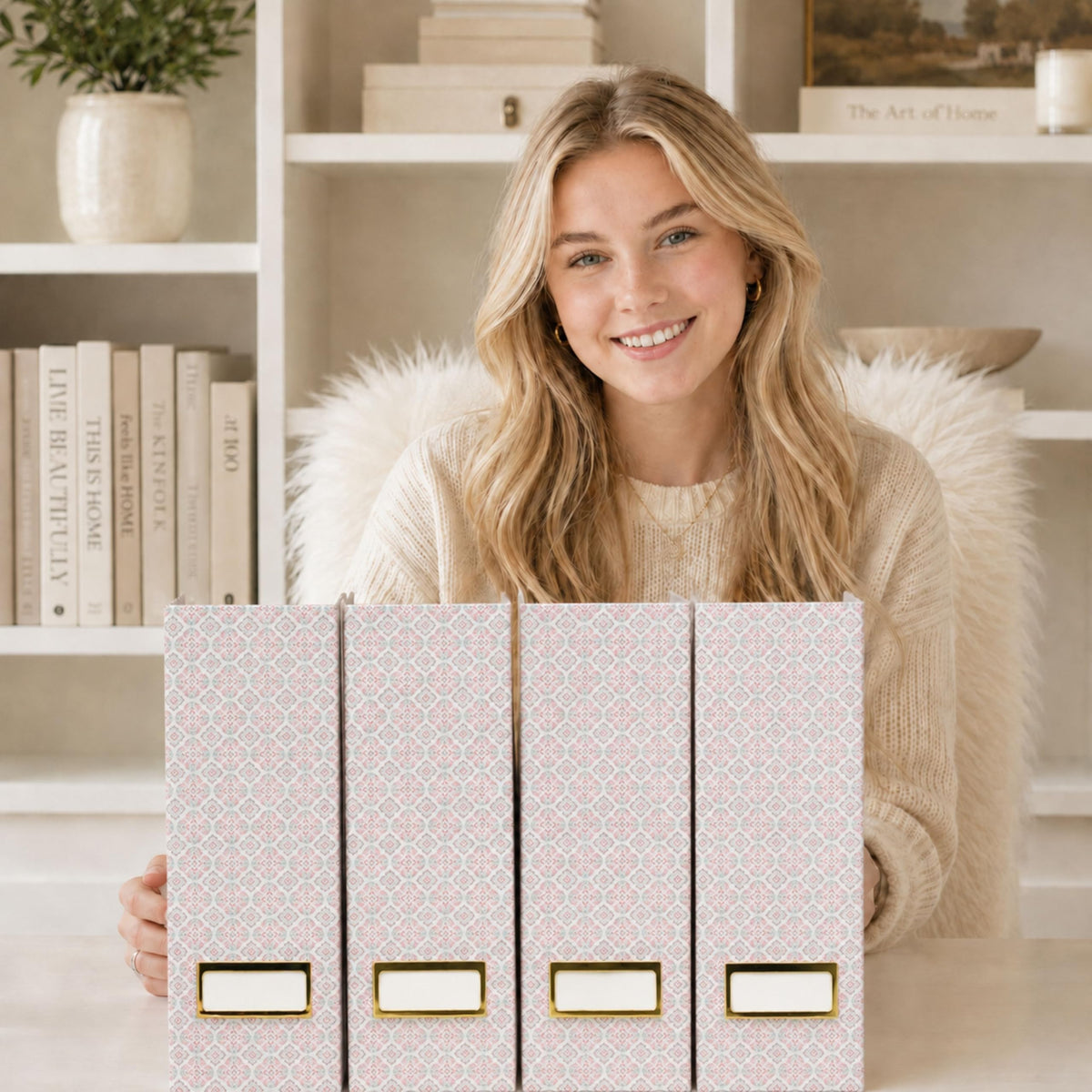 BLU MONACO | Foldable Magazine File Holder Set of 4 | Moroccan Tile Cardboard Organizers | Vertical