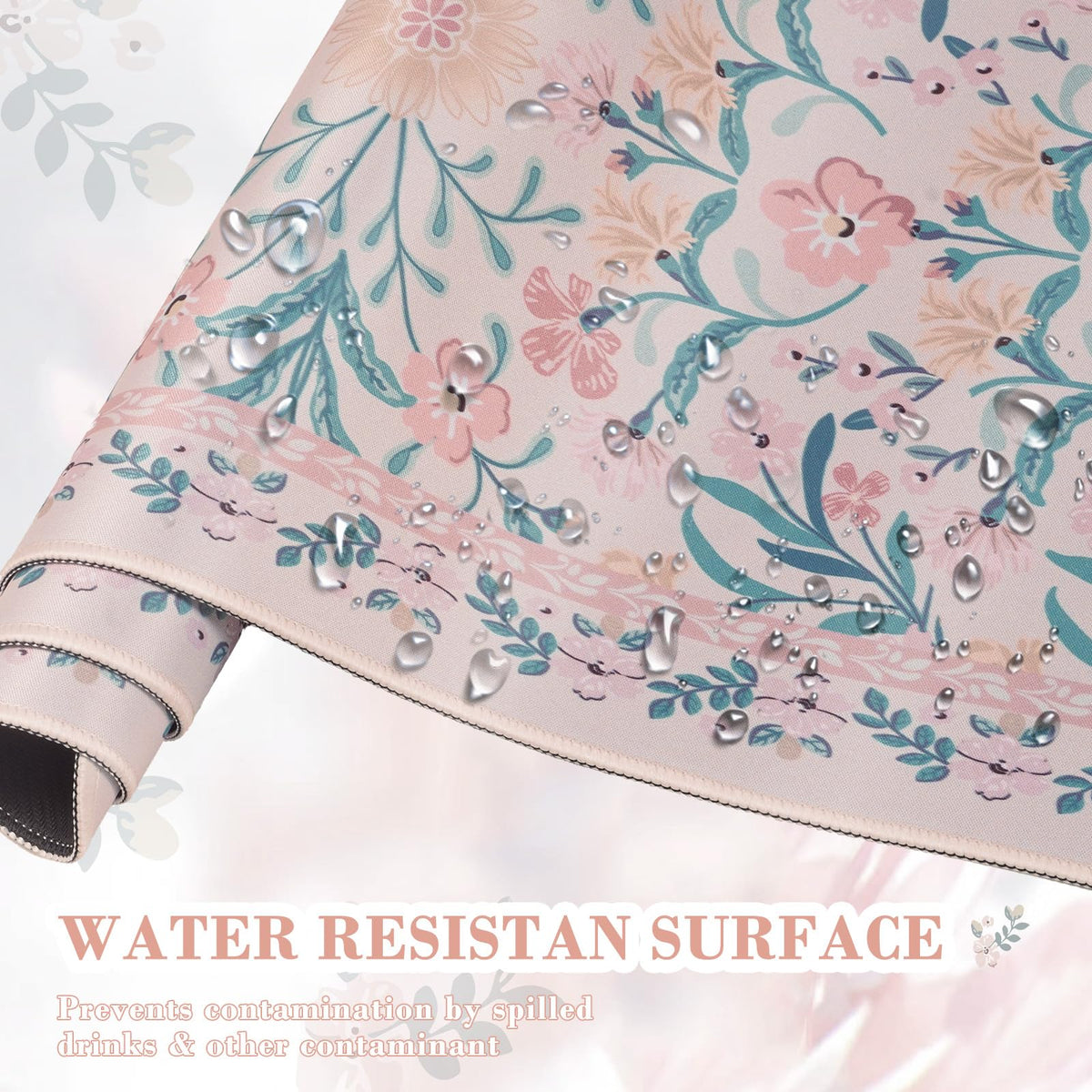 iCasso Aesthetic Desk Mat,31.5x11.8in Mouse Pads, Pink Floral