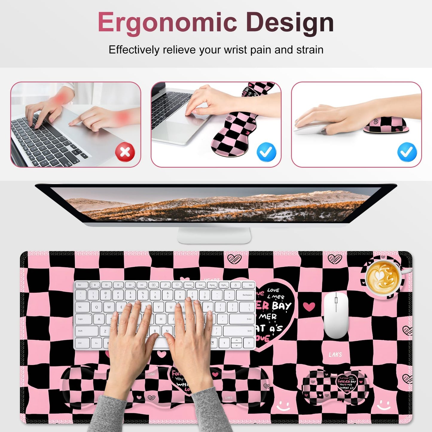 NXZGO Desk Mat Gaming Mouse Pad, Cute Desk Matt Keyboard Wrist Rest for Desktop, Anti-Slip Big